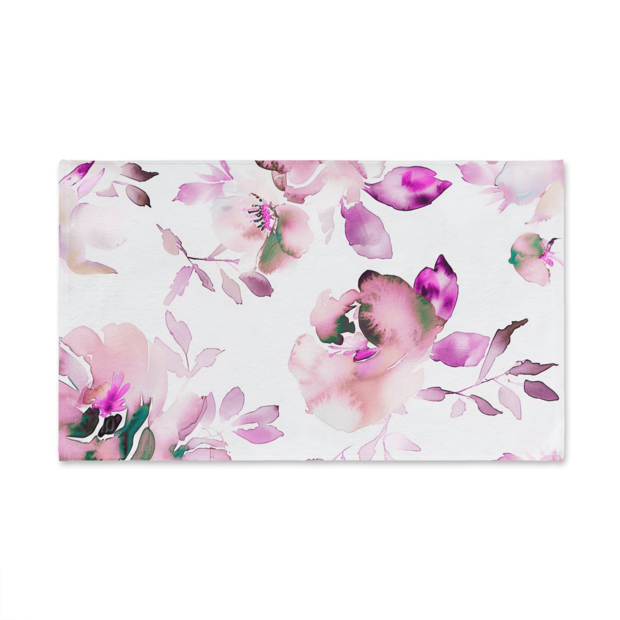 Floral Kitchen, Bath Hand Towel | White Pink, Watercolor Towel