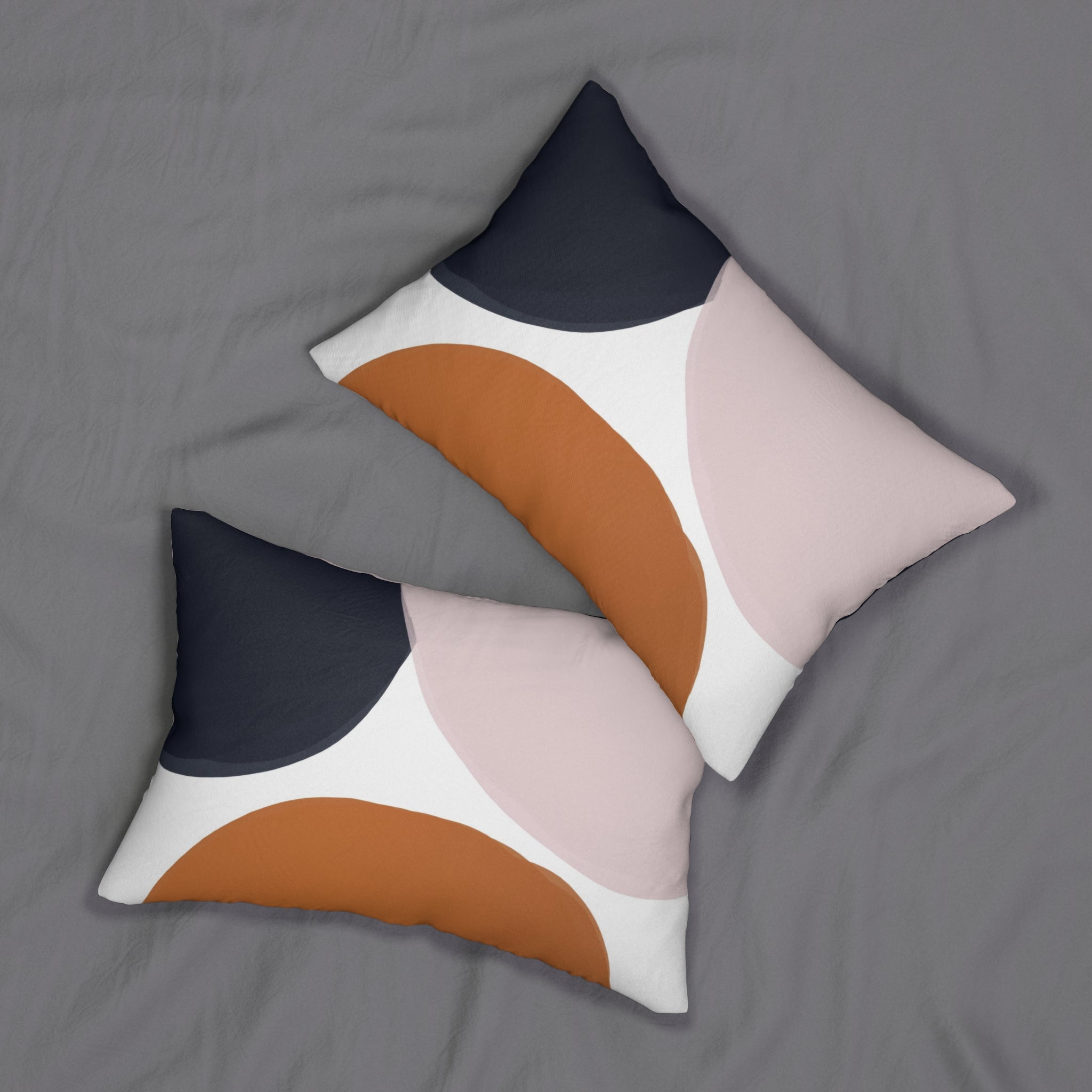 Burnt Orange Lumbar Pillow | Navy Blue, Blush Pink White