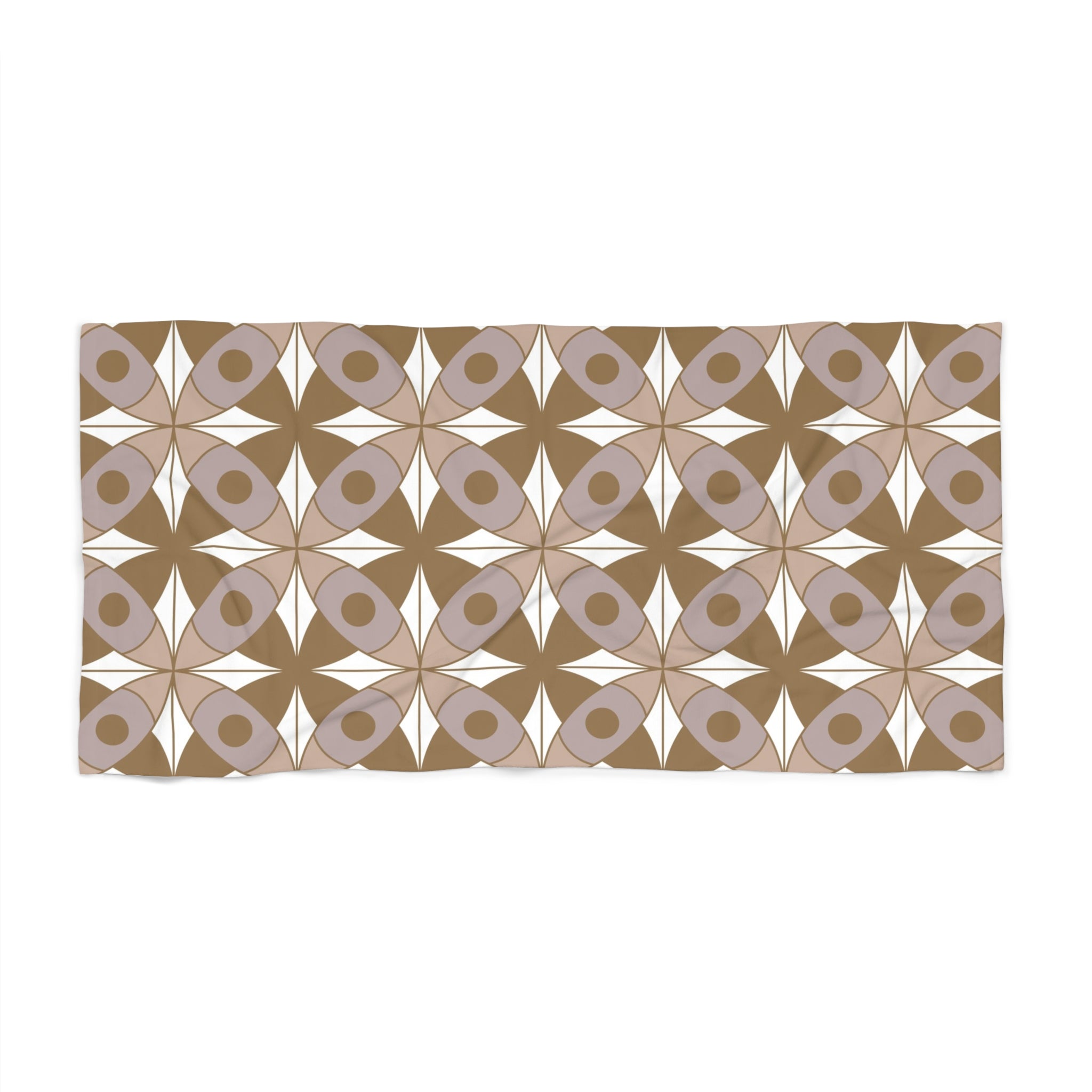 Retro Bath, Beach Towel | Vintage Art Deco, Nouveau Taupe Beige, Grey
