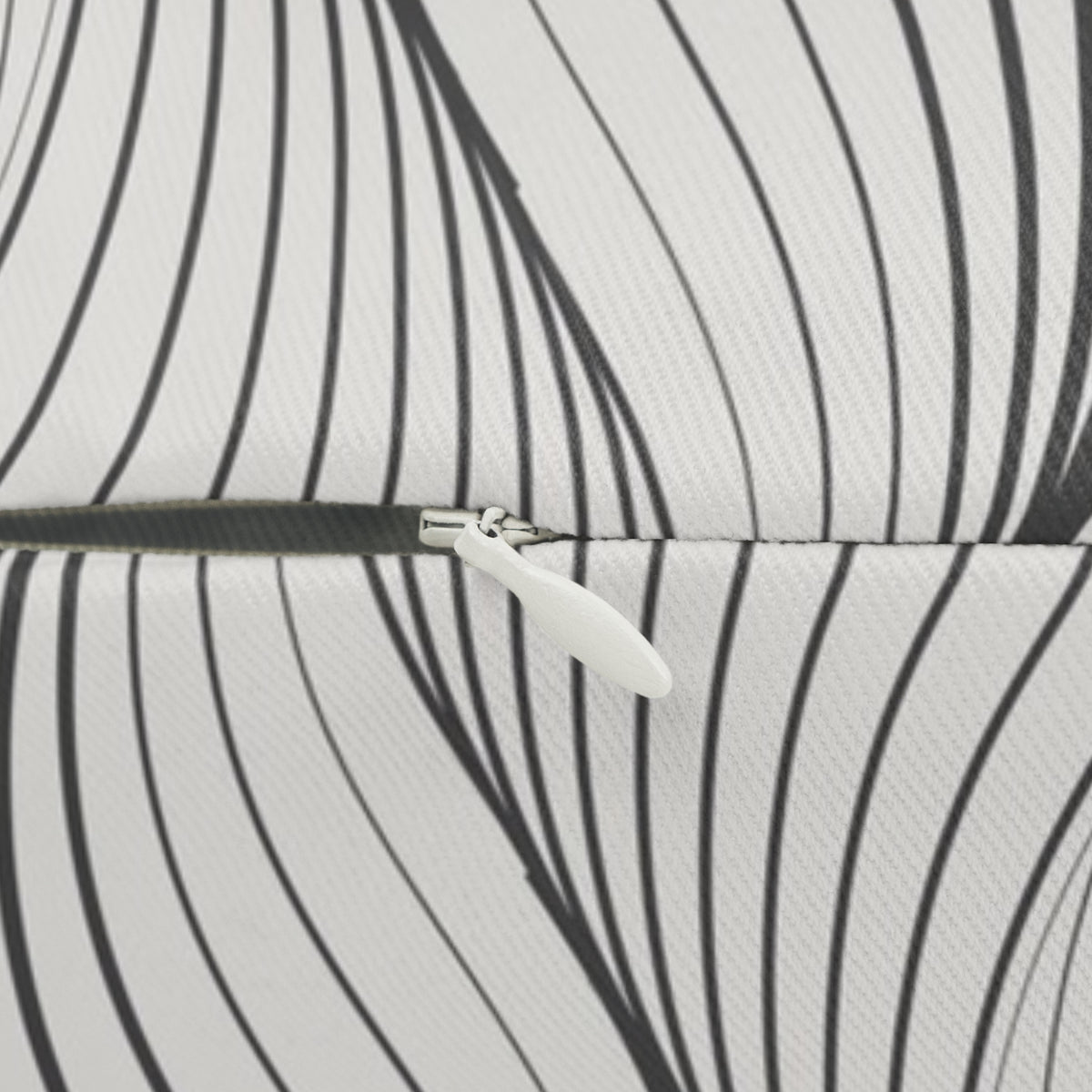 Charcoal Grey Wavy Line Lumbar Pillow 14x20, Neutral Accent Pillow