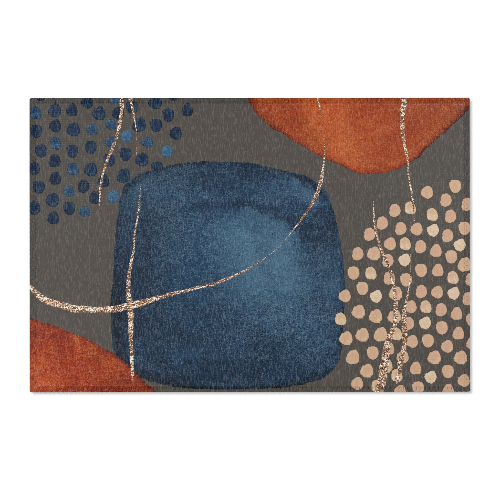 Abstract Area Rug | Watercolor Dark Taupe Grey, Navy Blue
