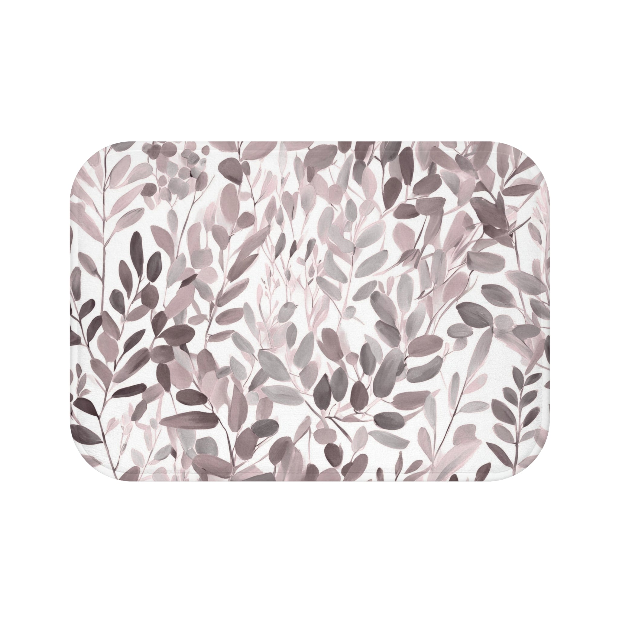 Floral Leaves Bath Mat | Grey Taupe Kitchen Mat