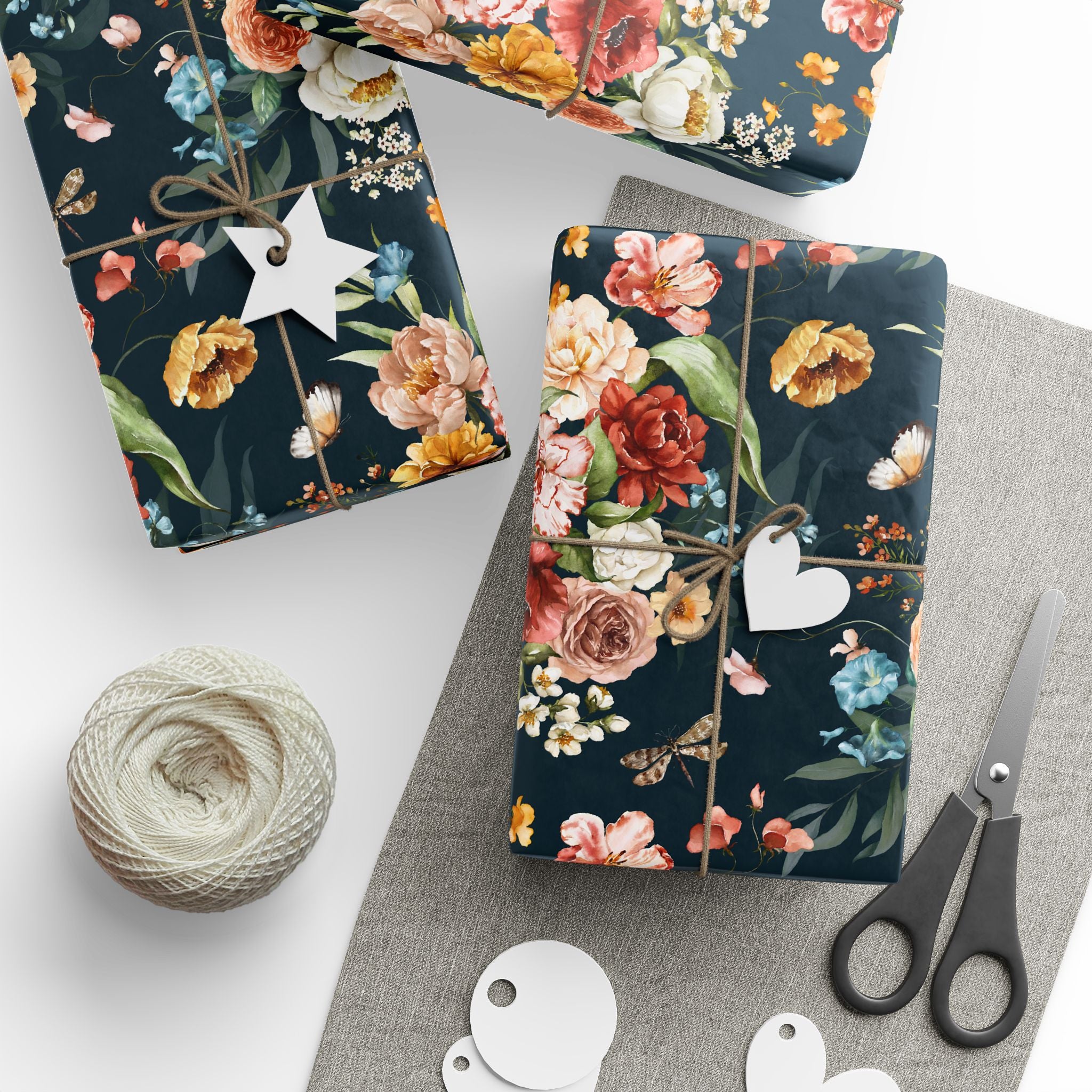 Dark Floral Wrapping Paper | Garden Wildflowers