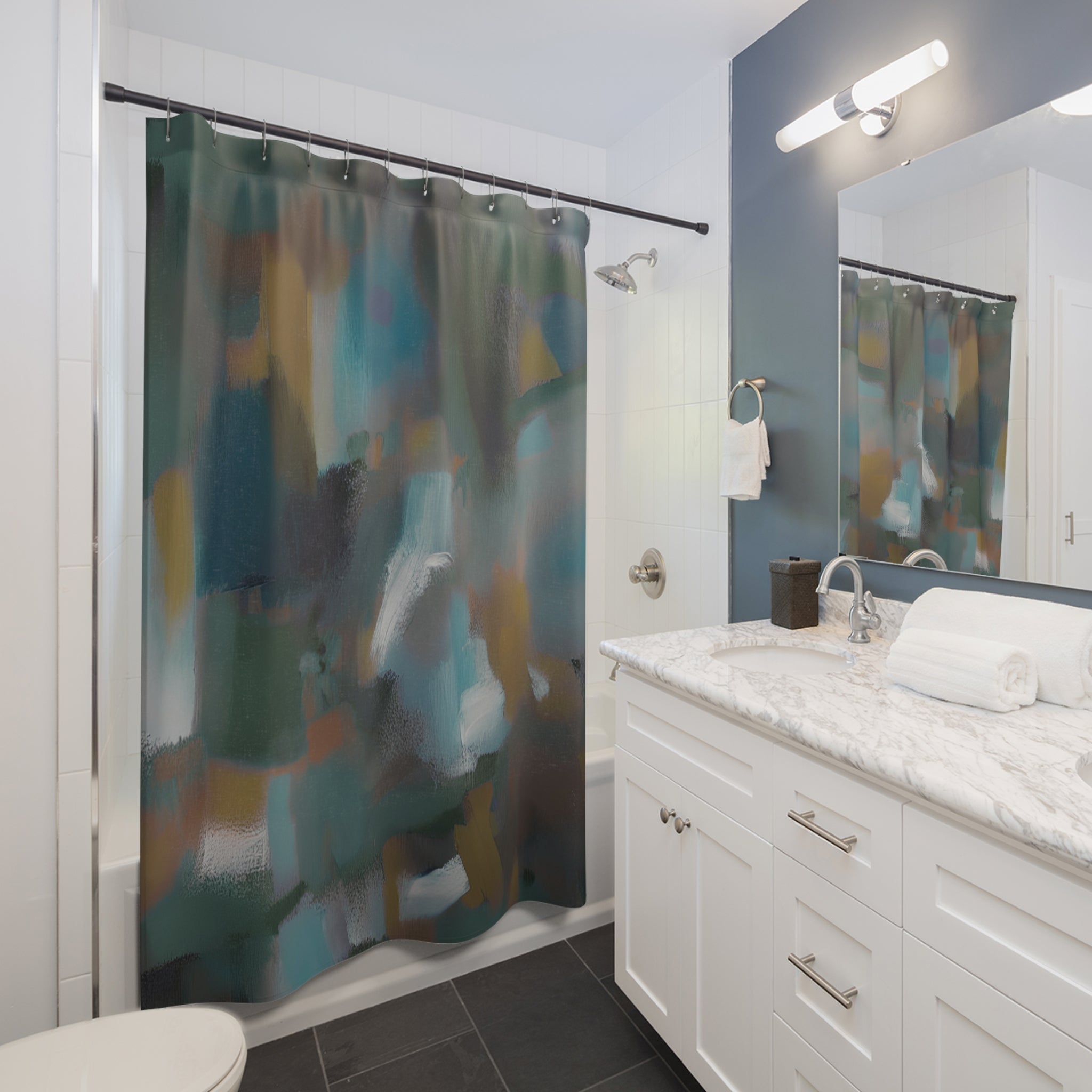 Abstract Shower Curtain ; Dark Fall Autumn Bathroom Decor