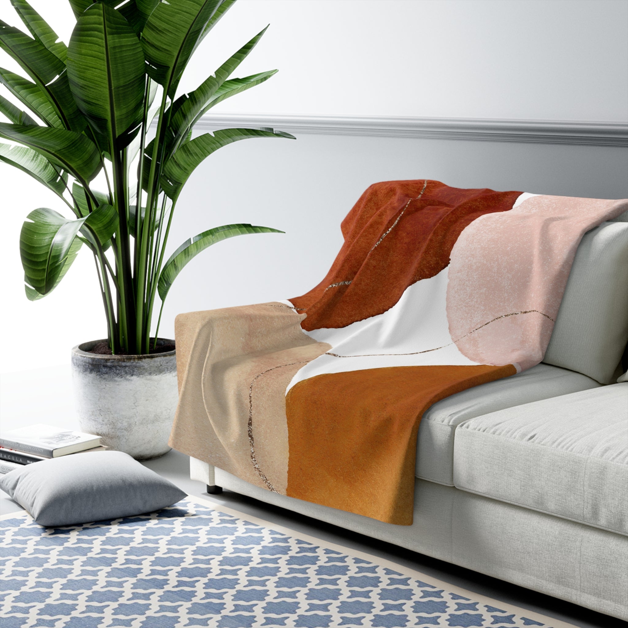 Comfy Blanket | Rust Beige, Blush Pink Watercolor