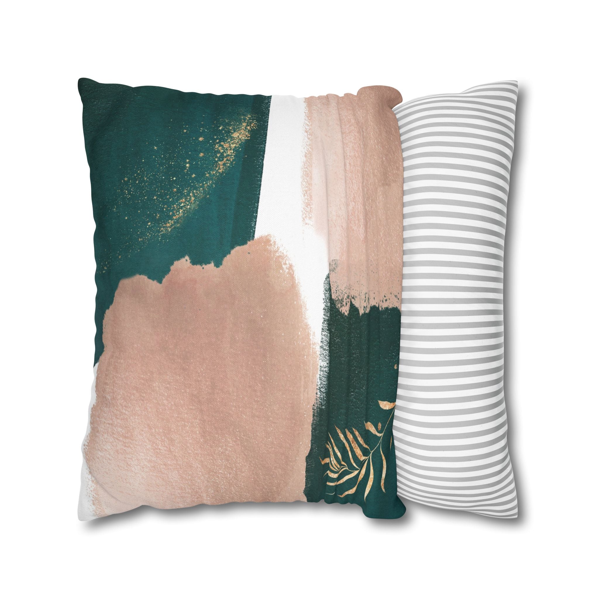 Abstract Throw Pillow Cover, Forest Green Modern Organic Decor Cushion