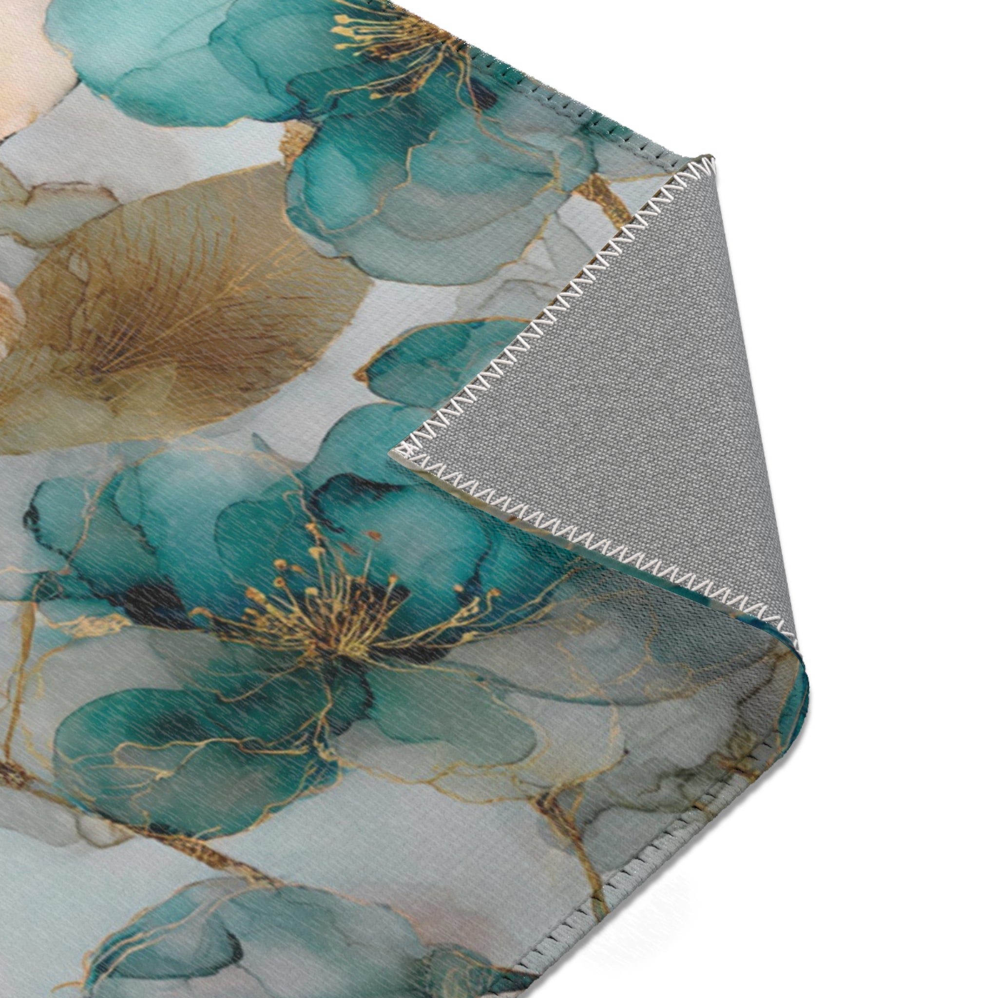 Abstract Area Rug | Floral Teal Blush Beige Watercolor Artsy Rug