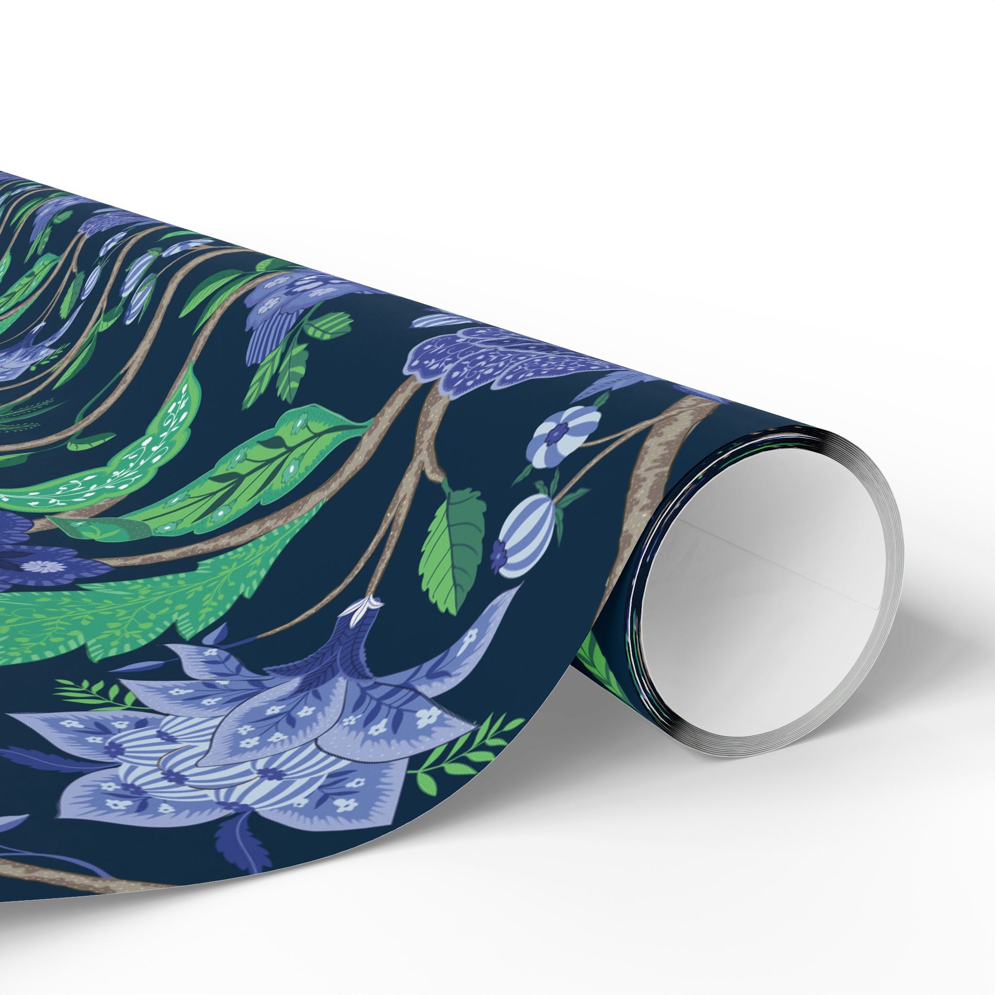 Wrapping Paper | Blue Green Floral Gift Wrap for the Holidays, Birthdays