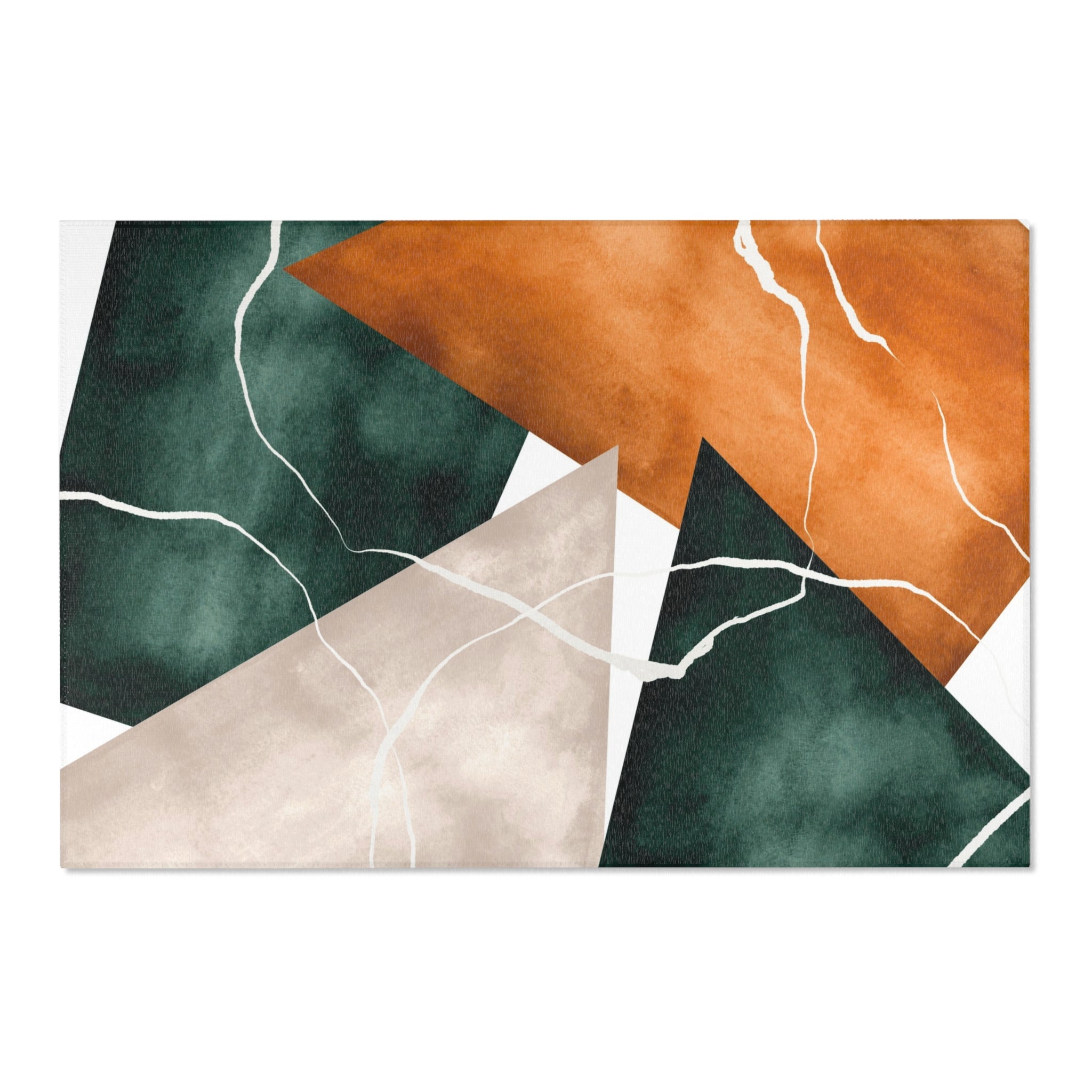 Abstract Area Rug | Watercolor Burnt Orange Sage Green White