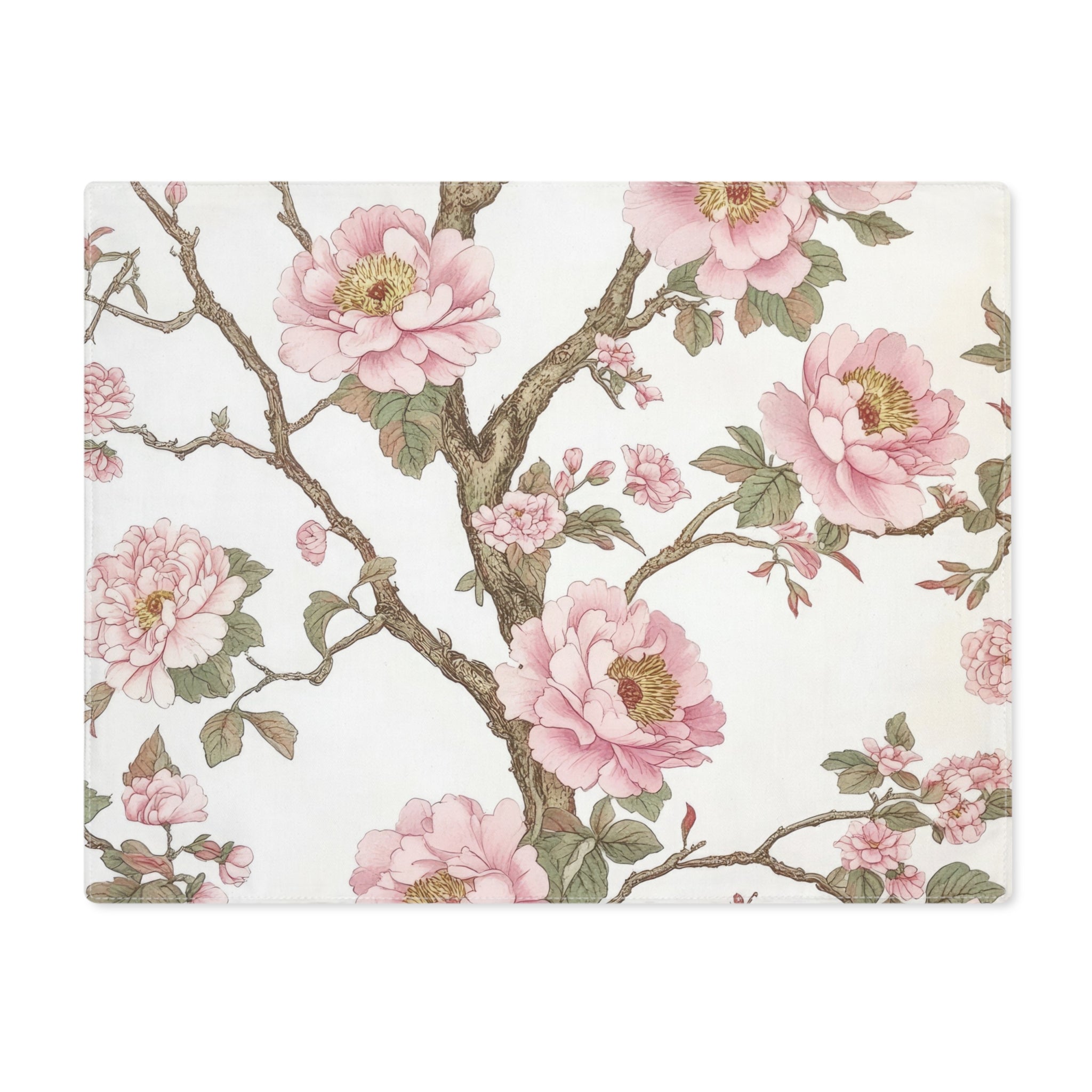 Placemat - Floral Dining Table Placemats, Blush Pink White Vintage Flowers