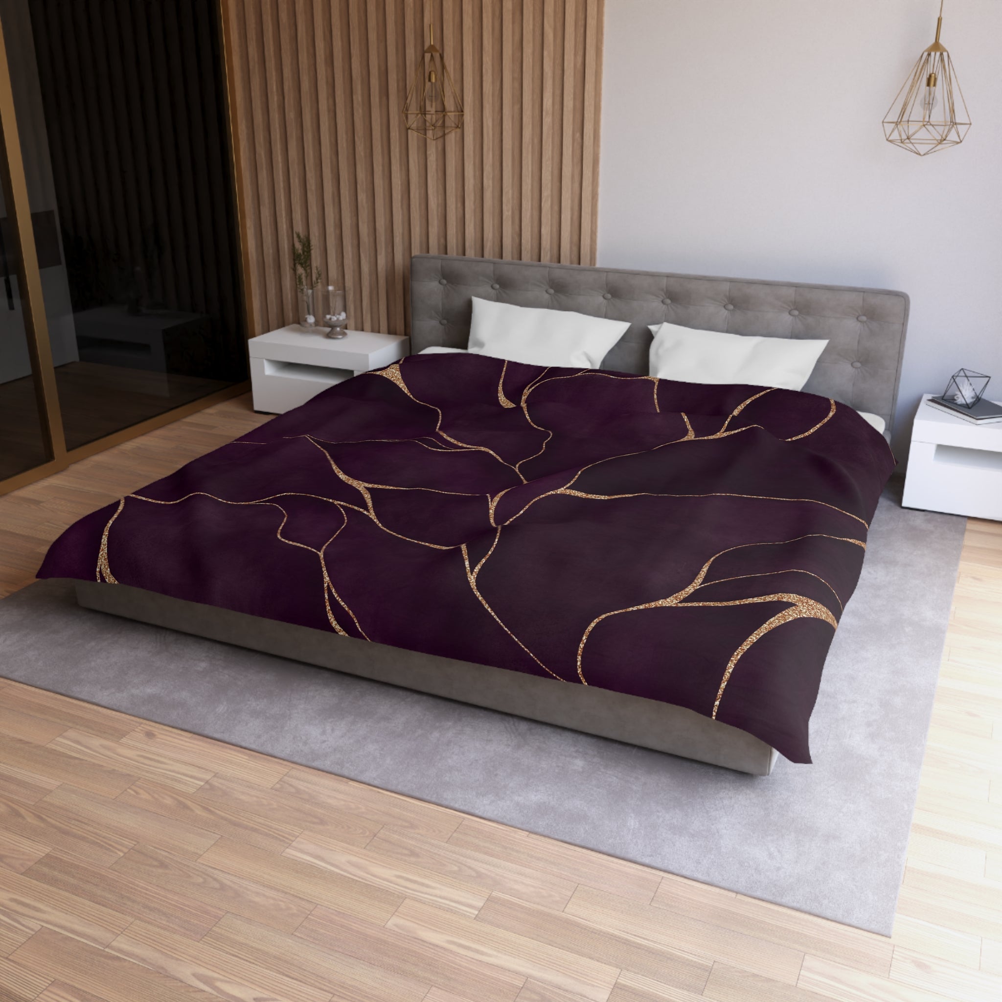 Abstract Duvet, Pillow Cover | Purple Beige Bedroom Decor