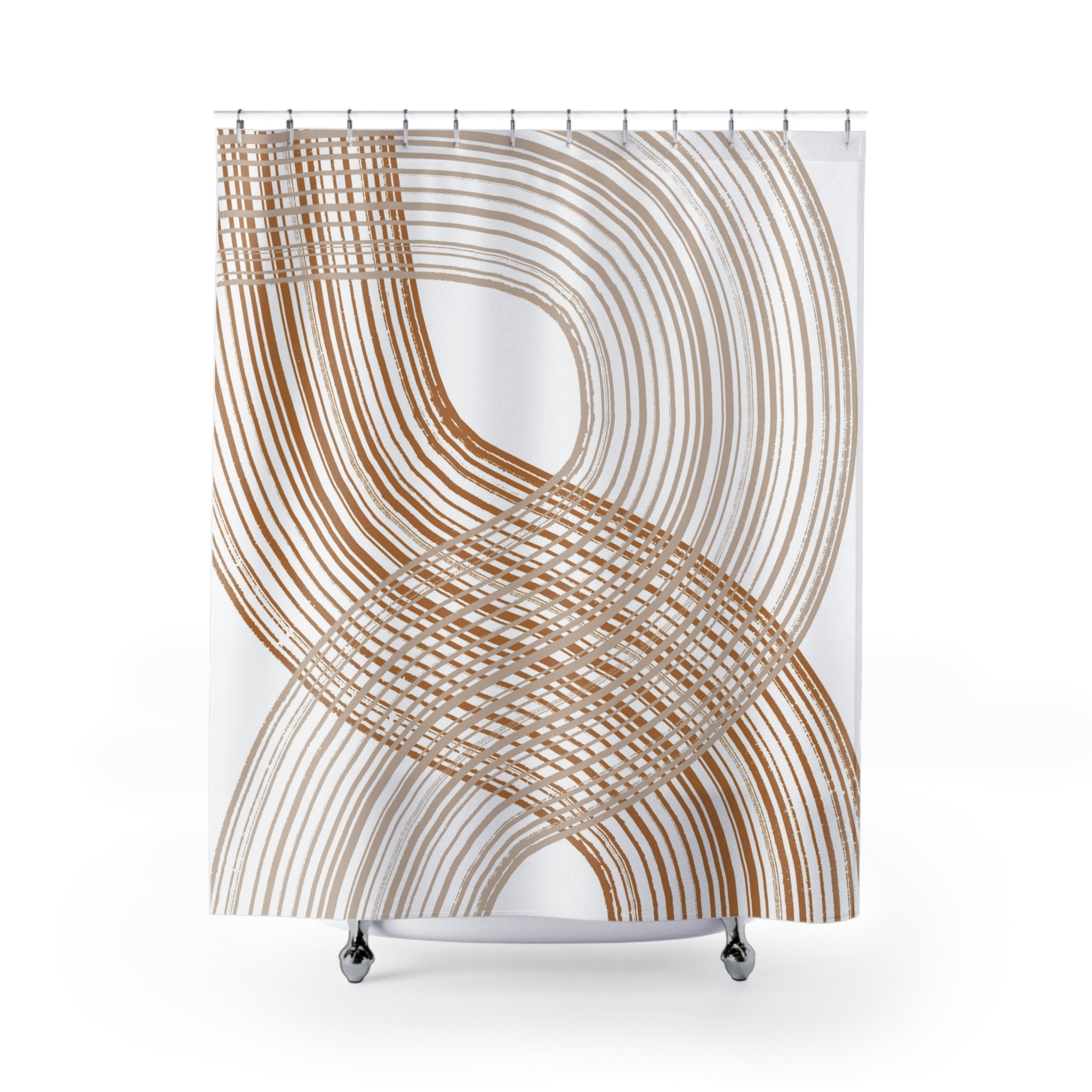 Abstract Shower Curtain | Earthy Neutral Fabric Curtain
