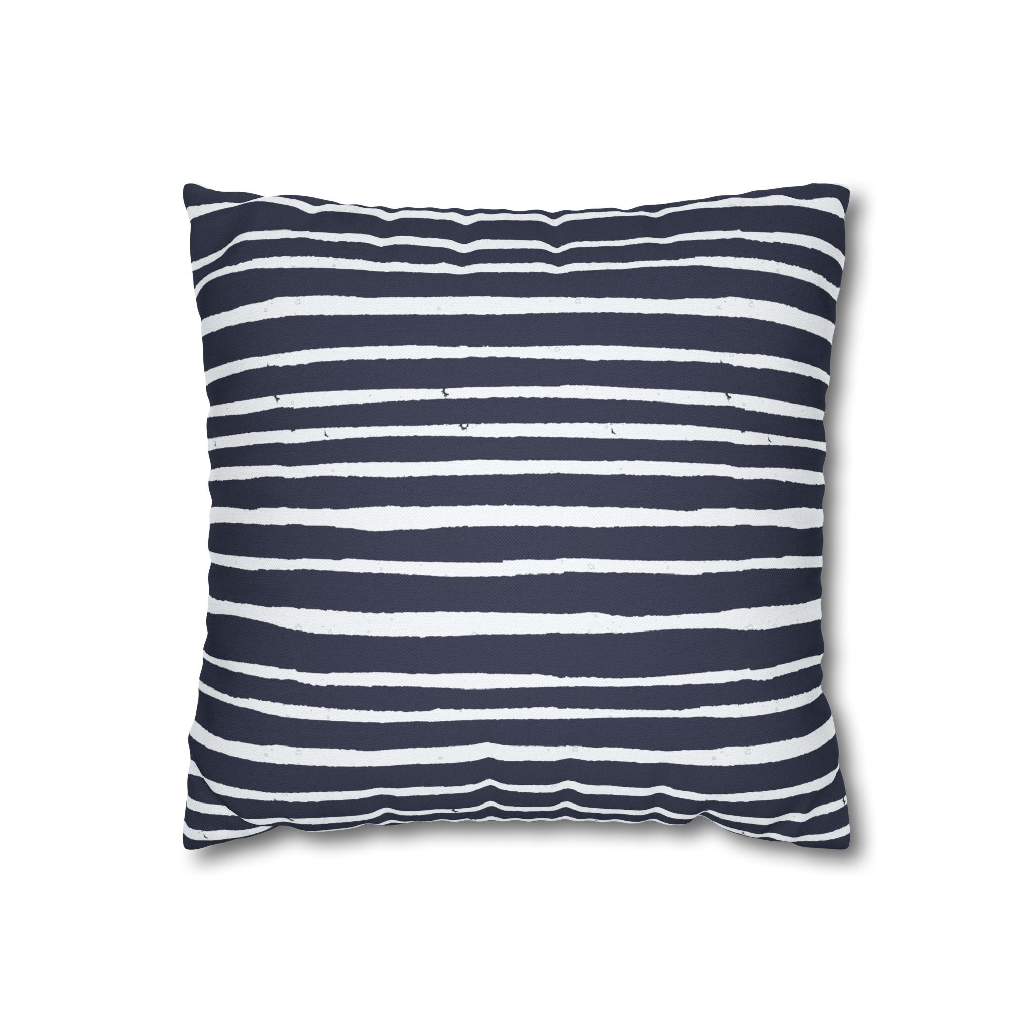 Abstract Pillow Cover | Navy Blue White Stripes Pillowcase