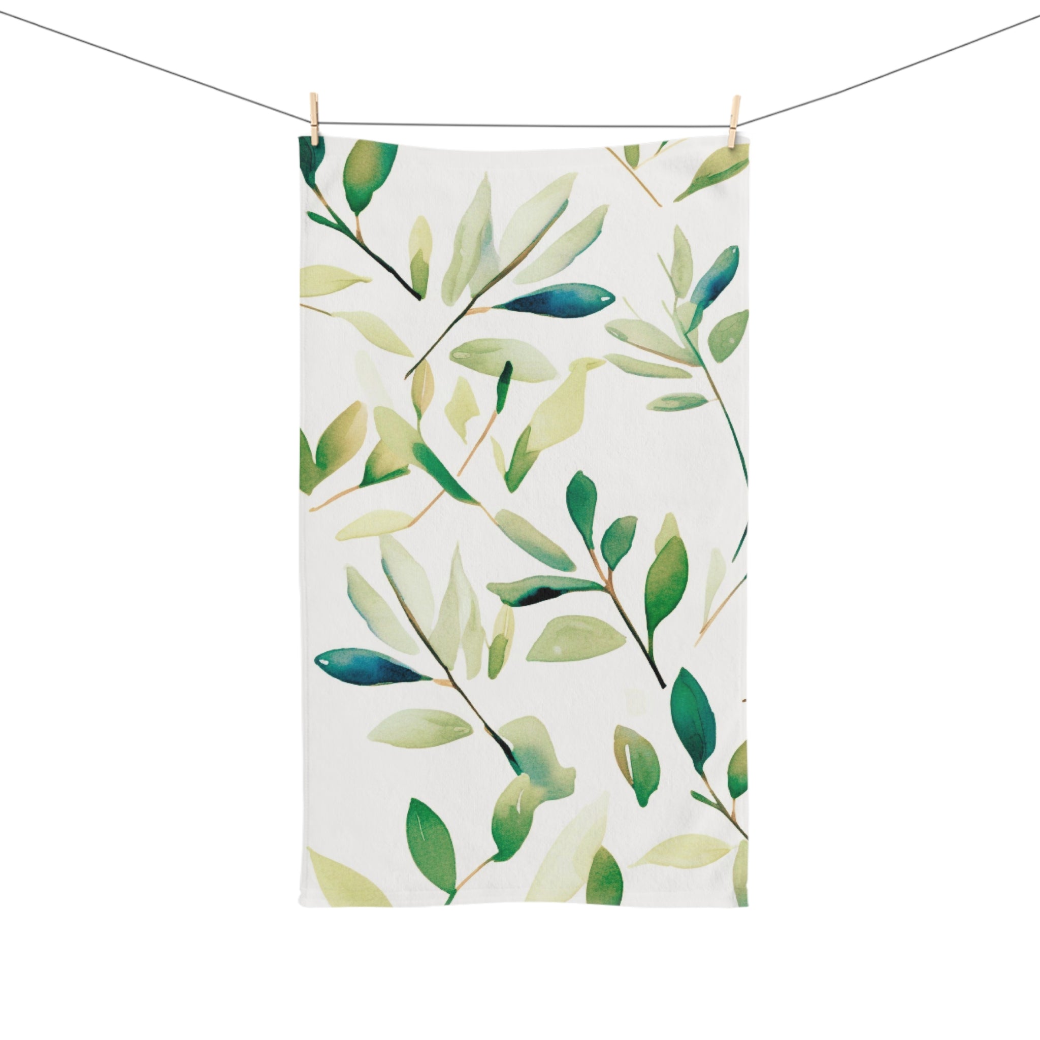 Kitchen, Bath Hand Towel | Floral, Sage Green, White Eucalyptus