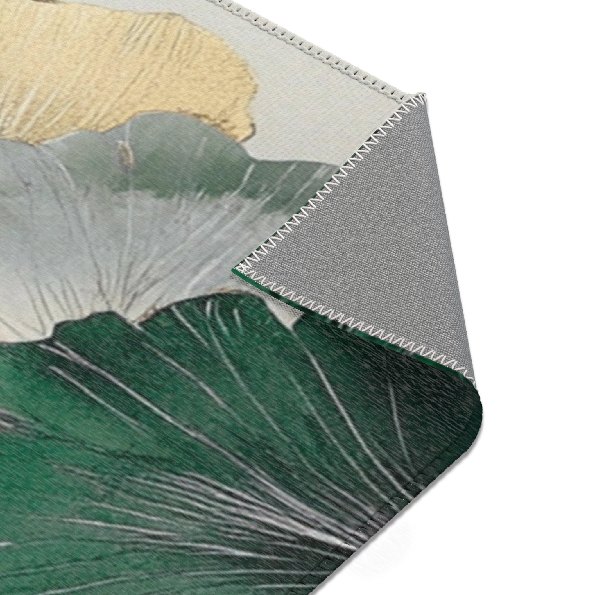 Floral Large Area Rug | Green Gingko Leaves Watercolor Rug