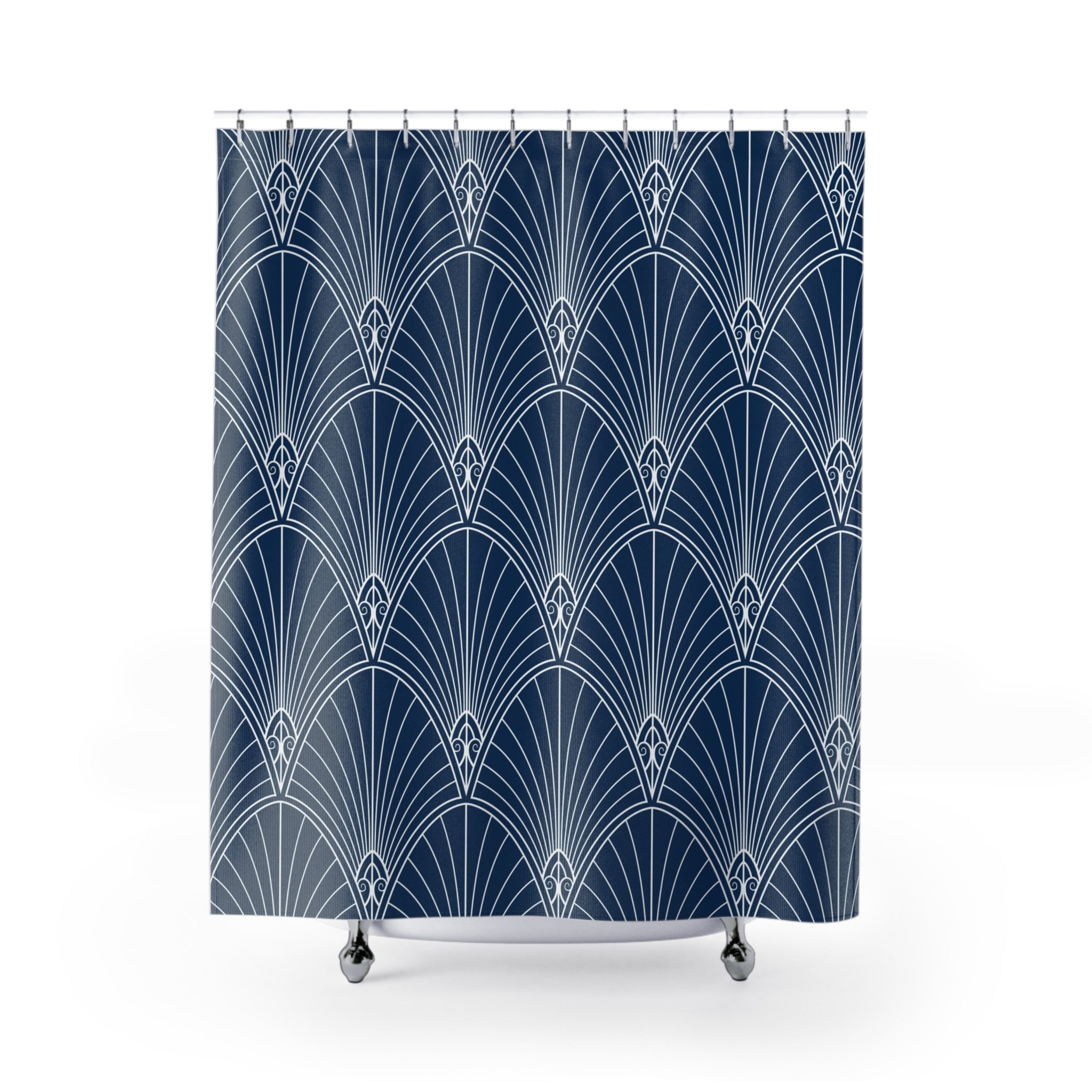 Blue White Shower Curtain | Art Noveau Fabric Curtain