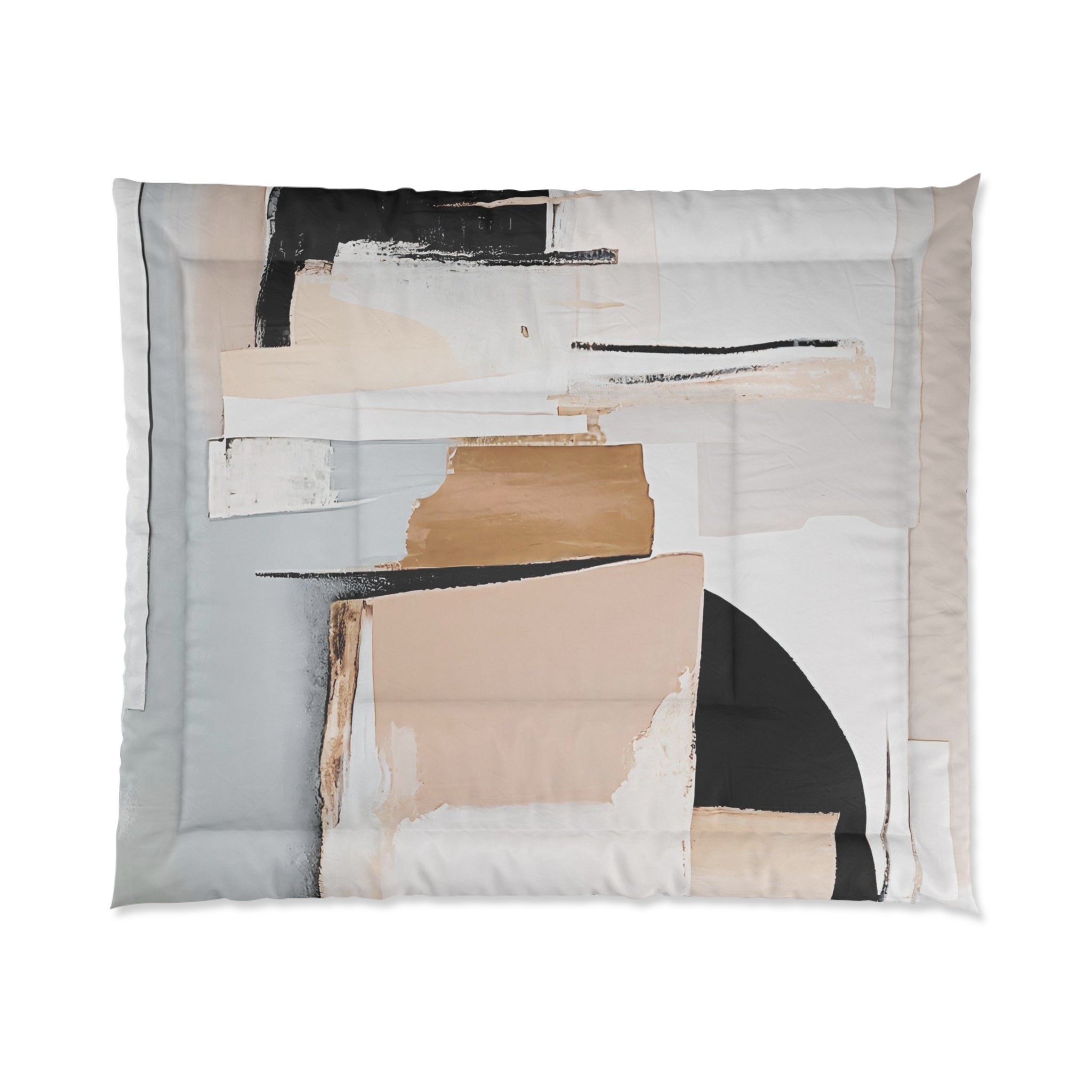 Modern Bedding Comforter | Abstract Grey, Beige Neutral