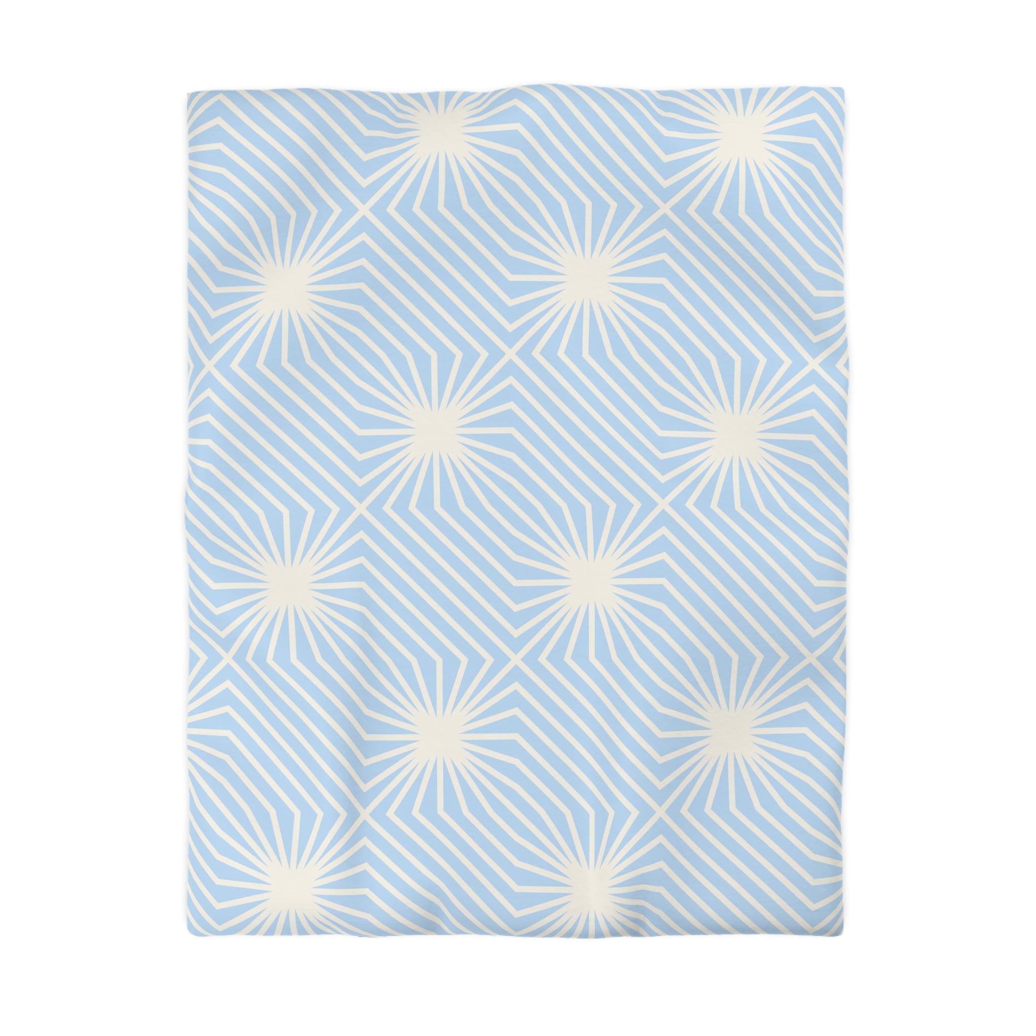 Art Deco Duvet Cover | Pale Blue, White Bedding Blanket Cover | Bedroom Decor