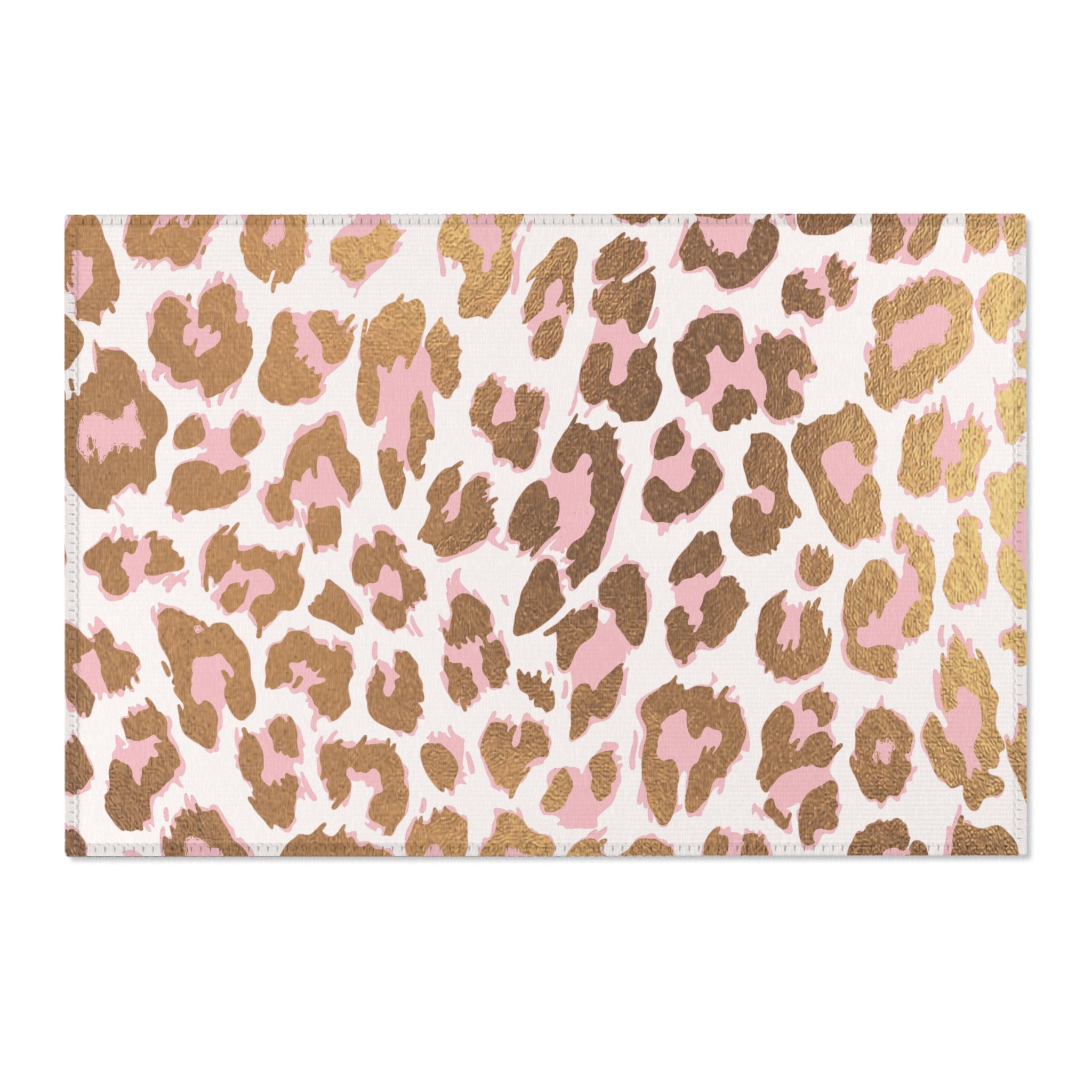 Boho Area Rug | Animal Skin Print, Pink White Brown