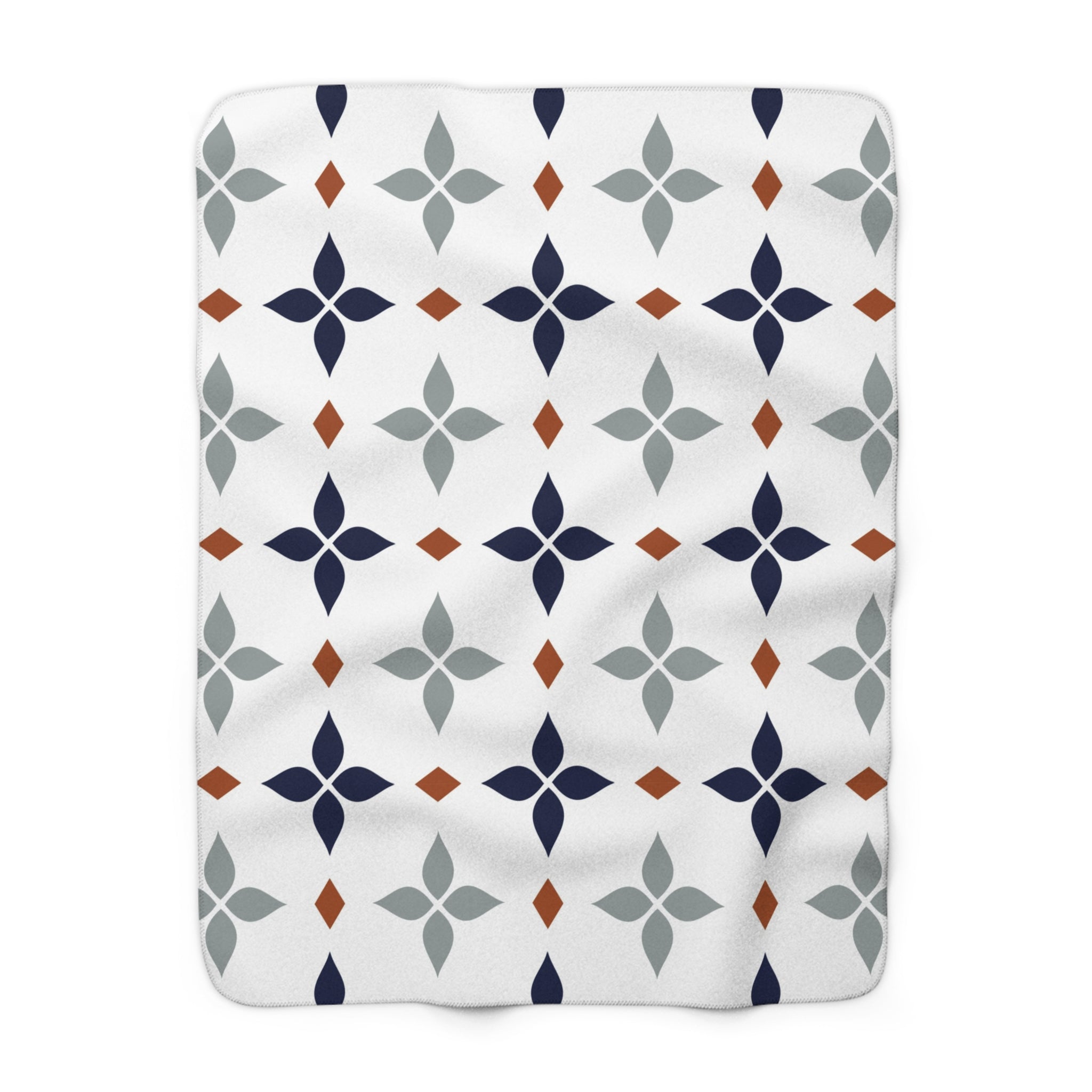 Comfy Throw Blanket | Vintage Art Deco, Nouveau White, Navy Blue, Grey