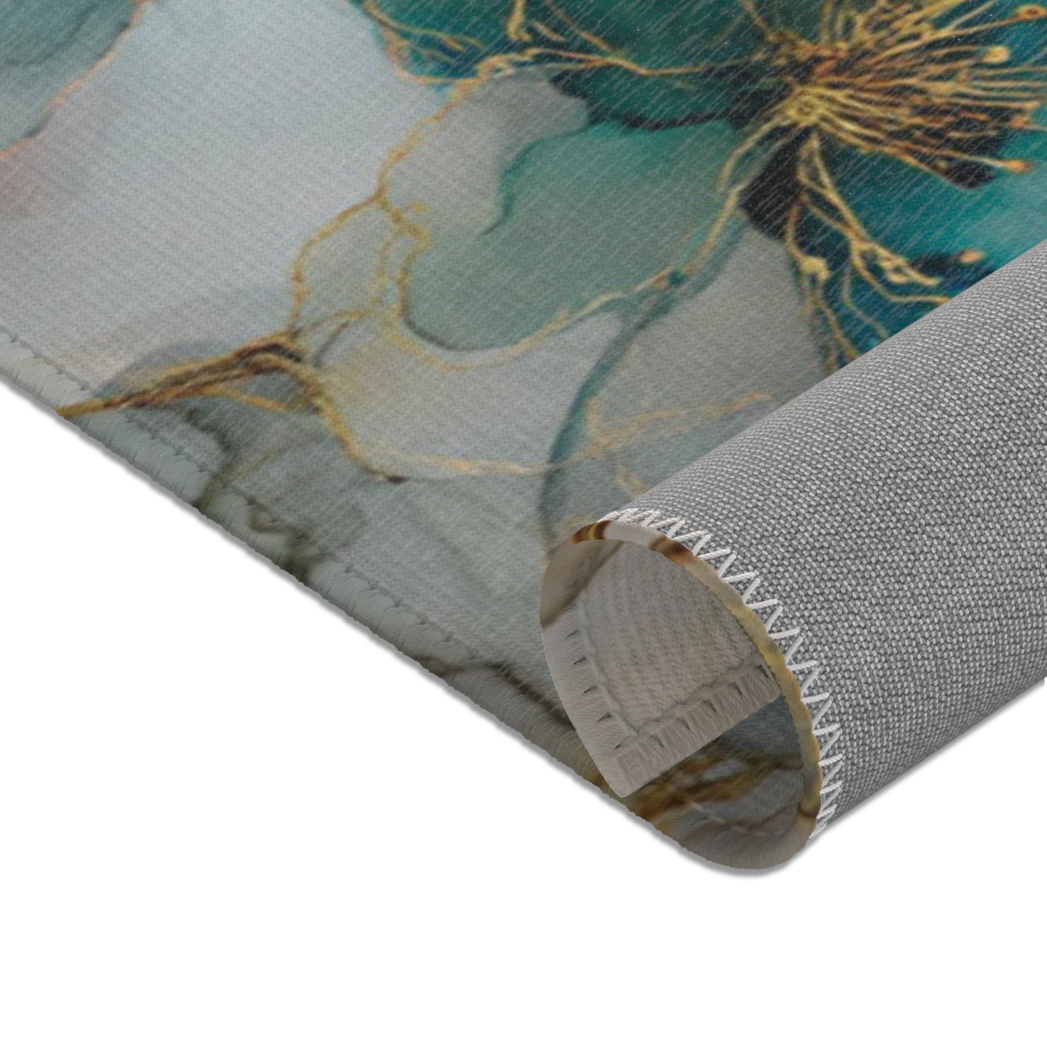 Abstract Area Rug | Floral Teal Blush Beige Watercolor Artsy Rug