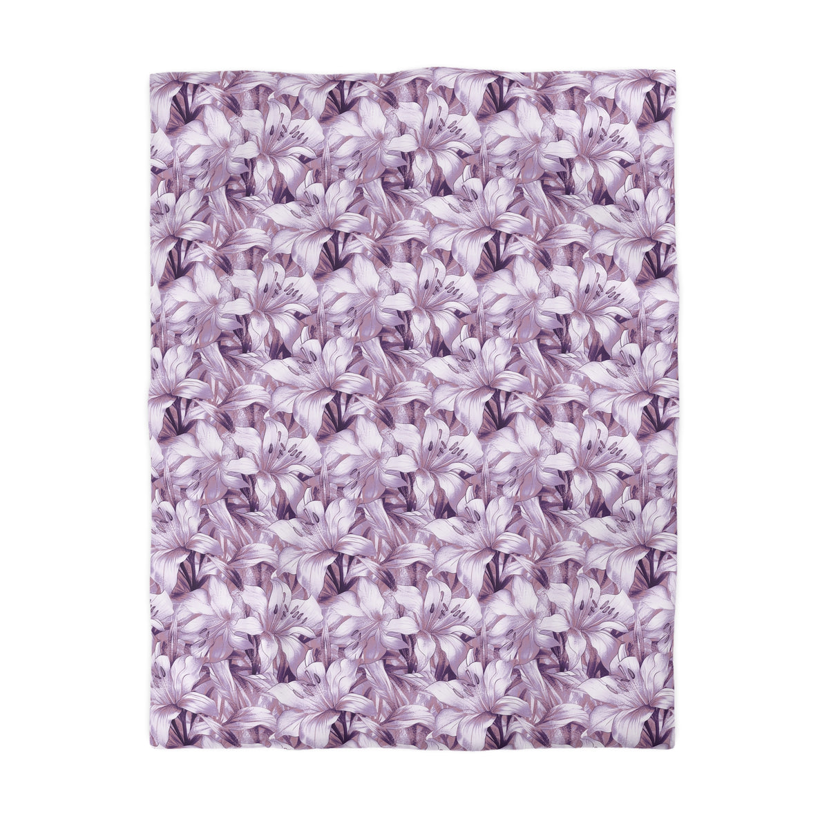 a repeating pattern of purple flowers on a white background.