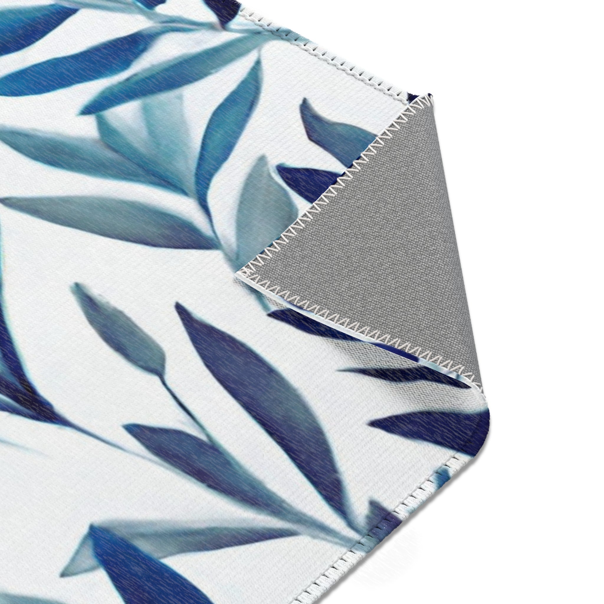 Large Area Rug | Modern Rug, Floral Indigo Navy Teal Blue Leaves