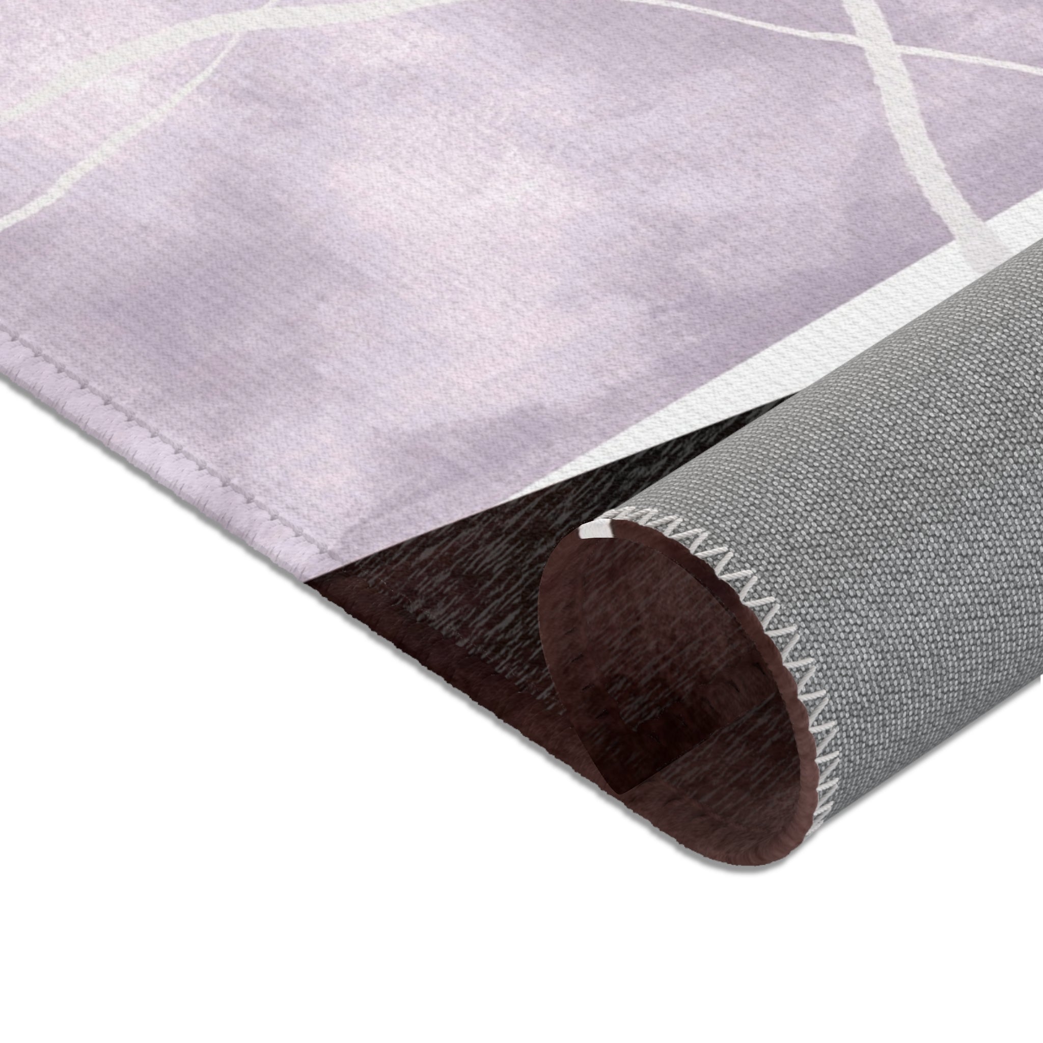 Abstract Area Rug | Geometric Watercolor, Brown Purple Lavender White