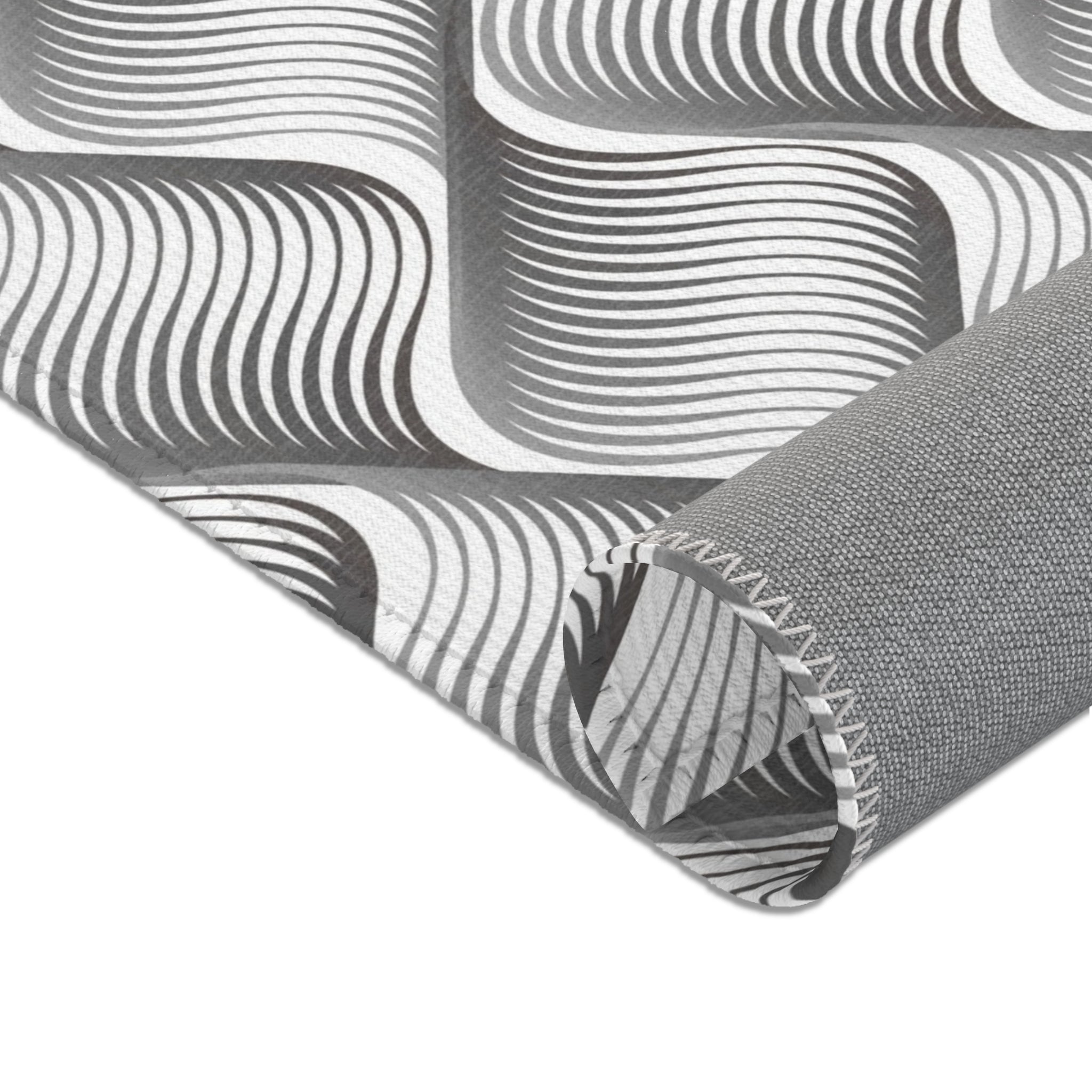 Abstract Area Rug | Grey White Pattern Rug