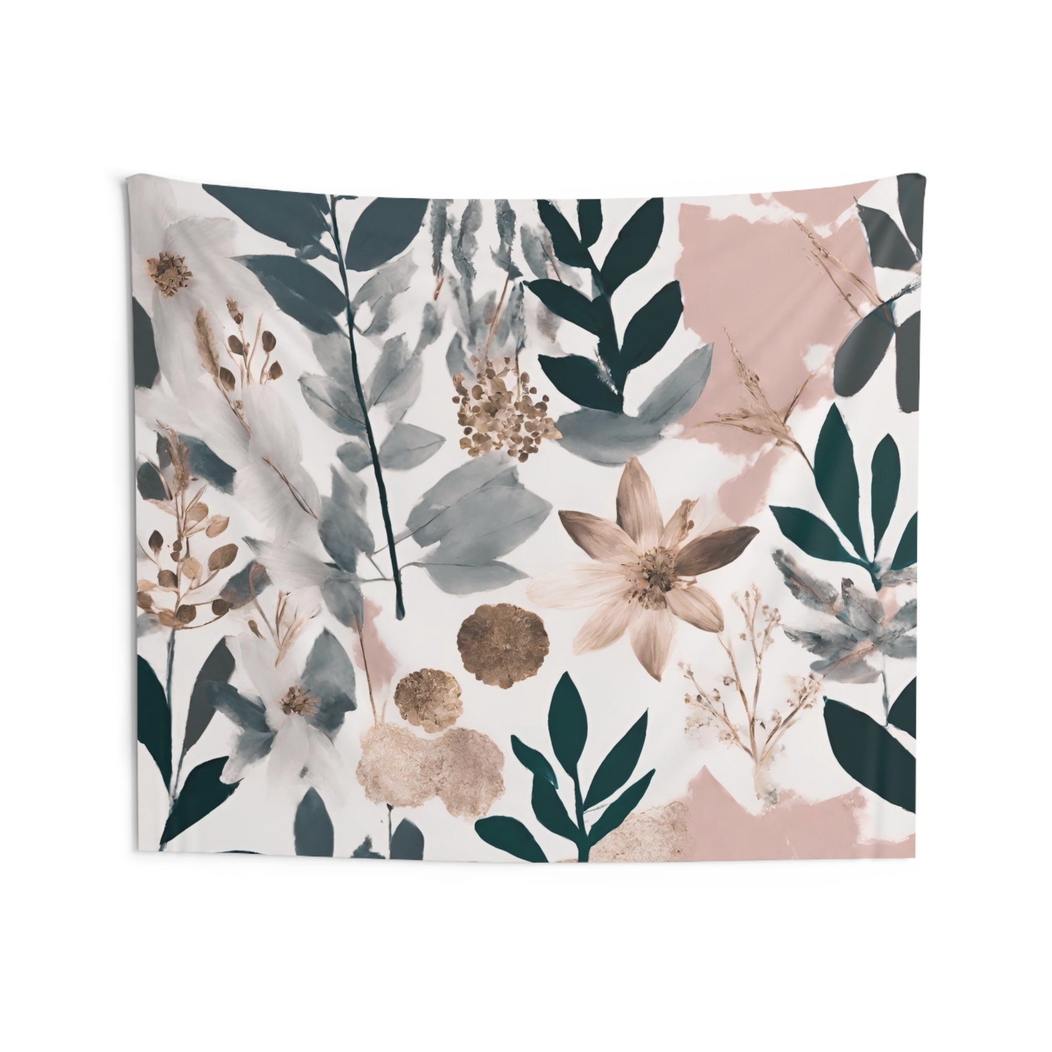 Abstract Floral Wall Hanging Fabric Tapestry; Watercolor