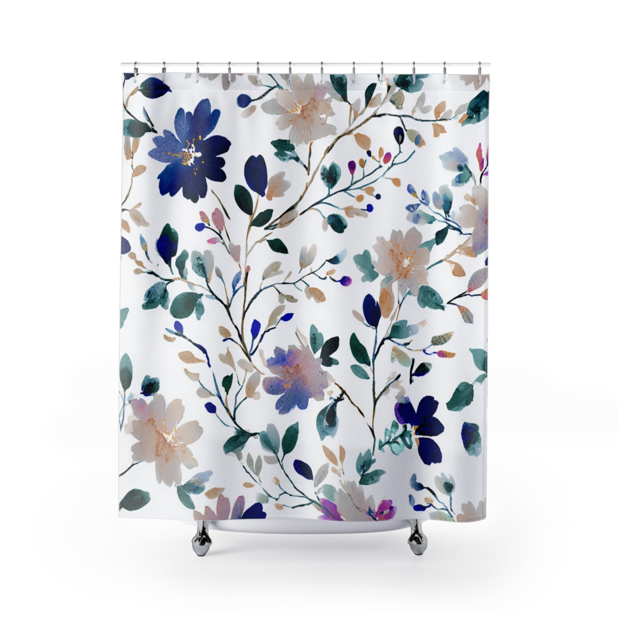 Boho Abstract Shower Curtain | Floral Watercolor