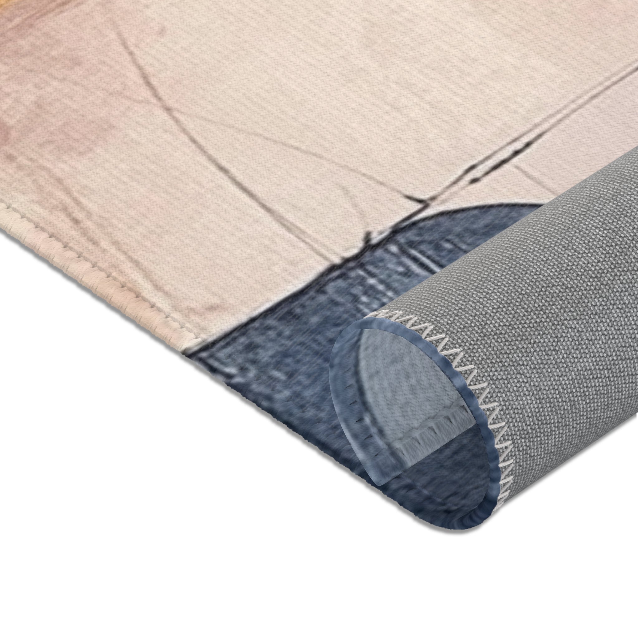 Abstract Large Area Rug | Modern Navy Blue Beige Watercolor Rug