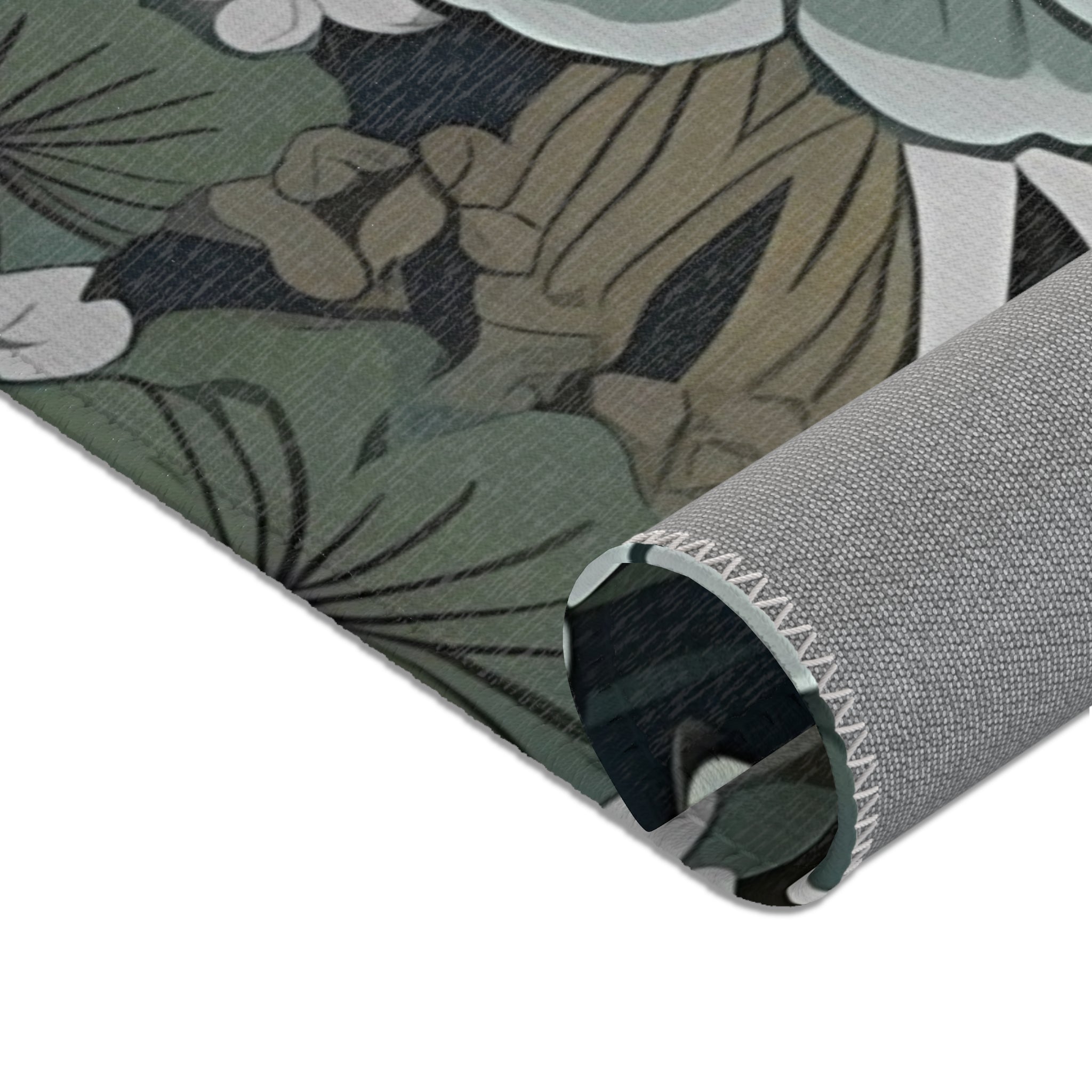 Abstract Floral Area Rug | Green Botanical Living Room Rug