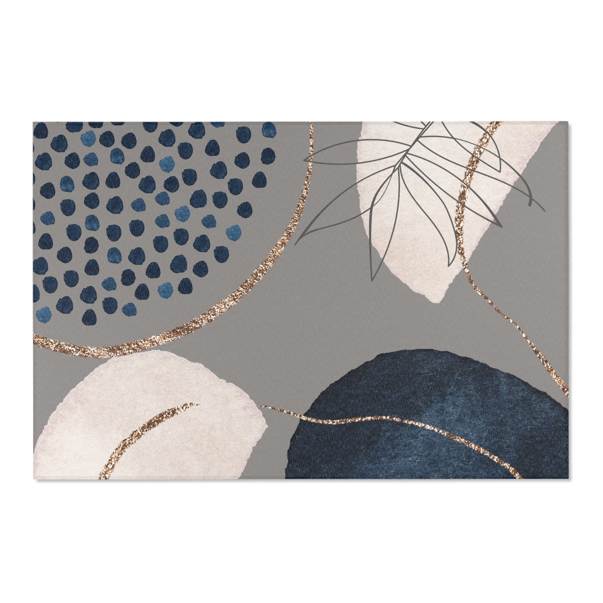 Area Rugs, Grey Navy Blue, Ivory Abstract Watercolor