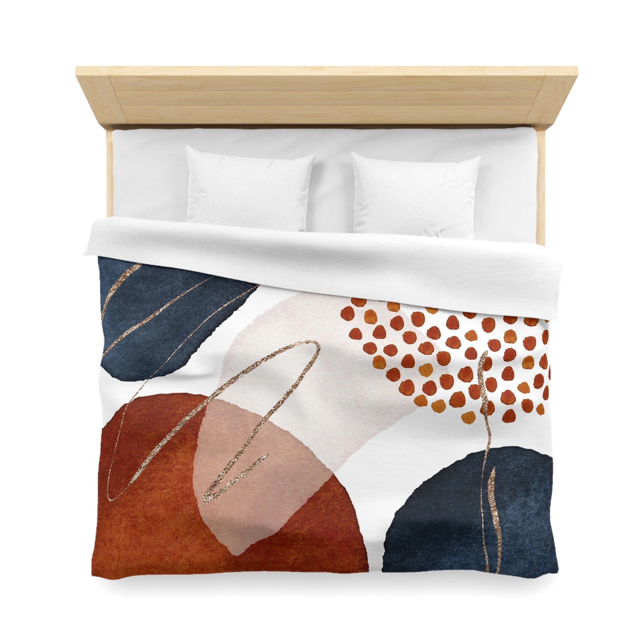 Abstract Duvet Cover | Rust Red, White, Navy Blue | Bedroom Decor