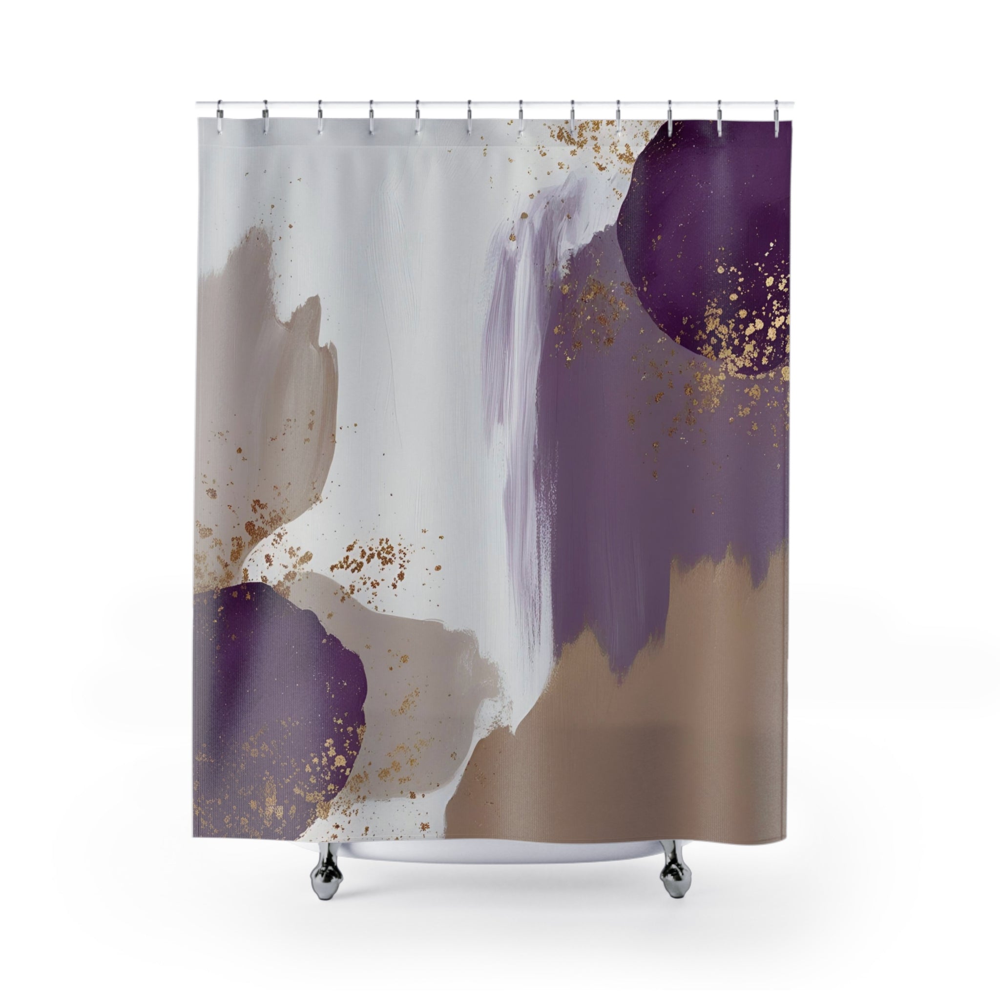 Boho Abstract Shower Curtain | Purple Taupe Grey