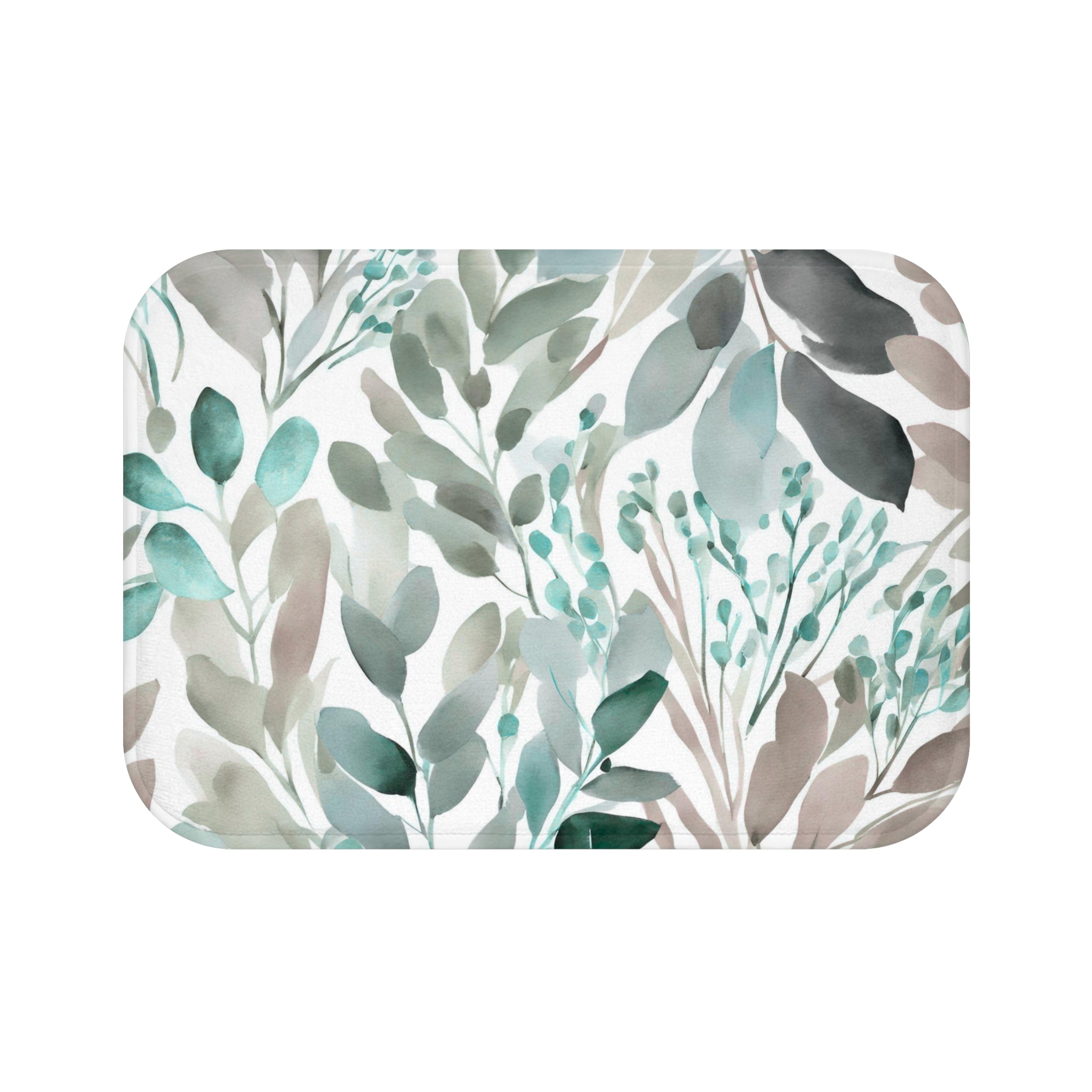 Floral Leaves Bath Mat | Watercolor Kitchen Mat