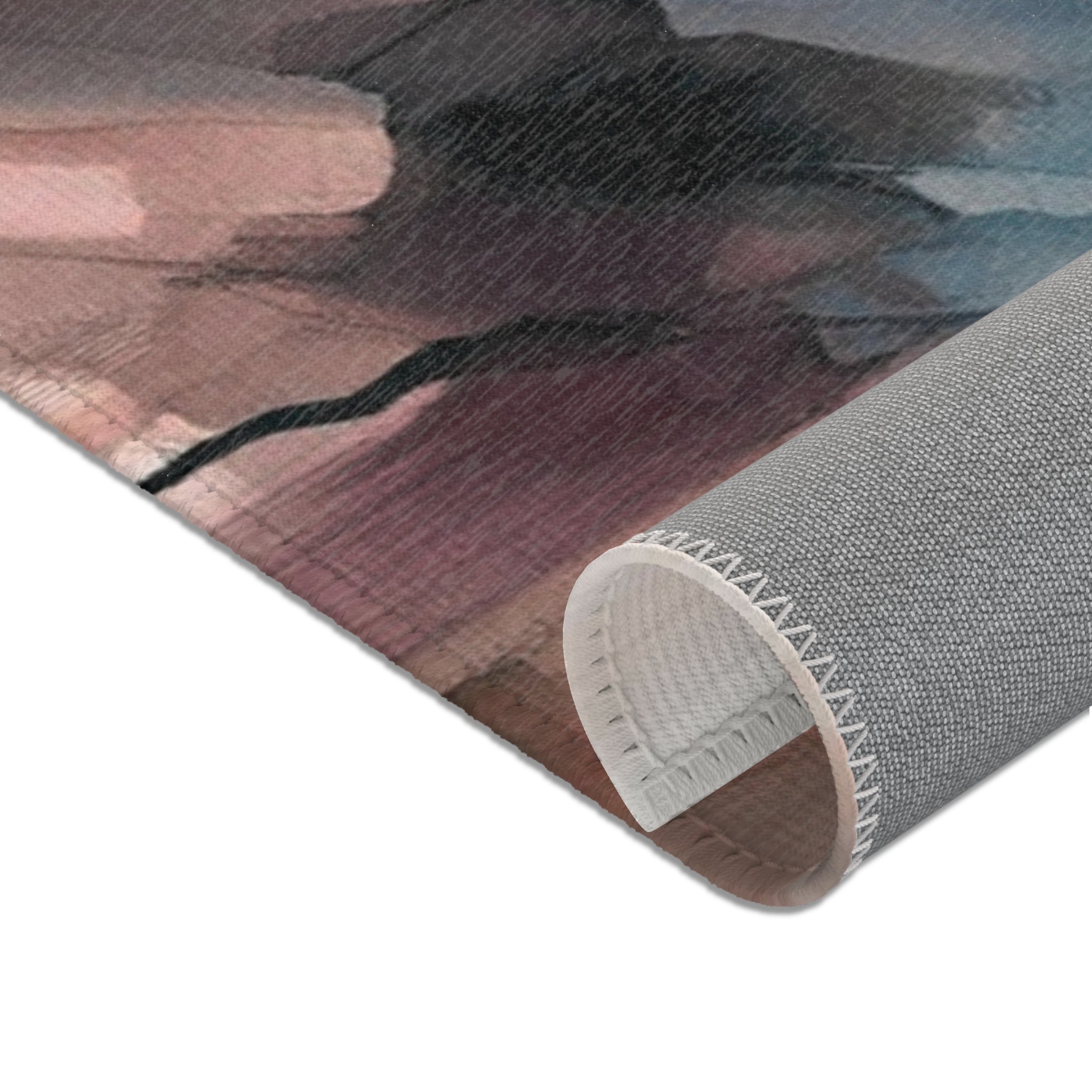 Abstract Large Area Rug | Navy Mauve Beige White