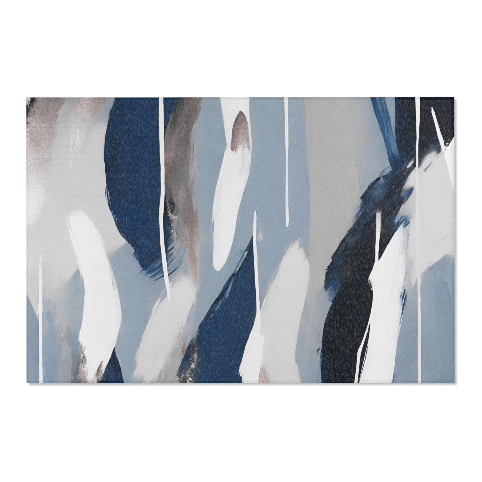 Abstract Large Area Rug | Modern Blue Grey White Watercolor Rug