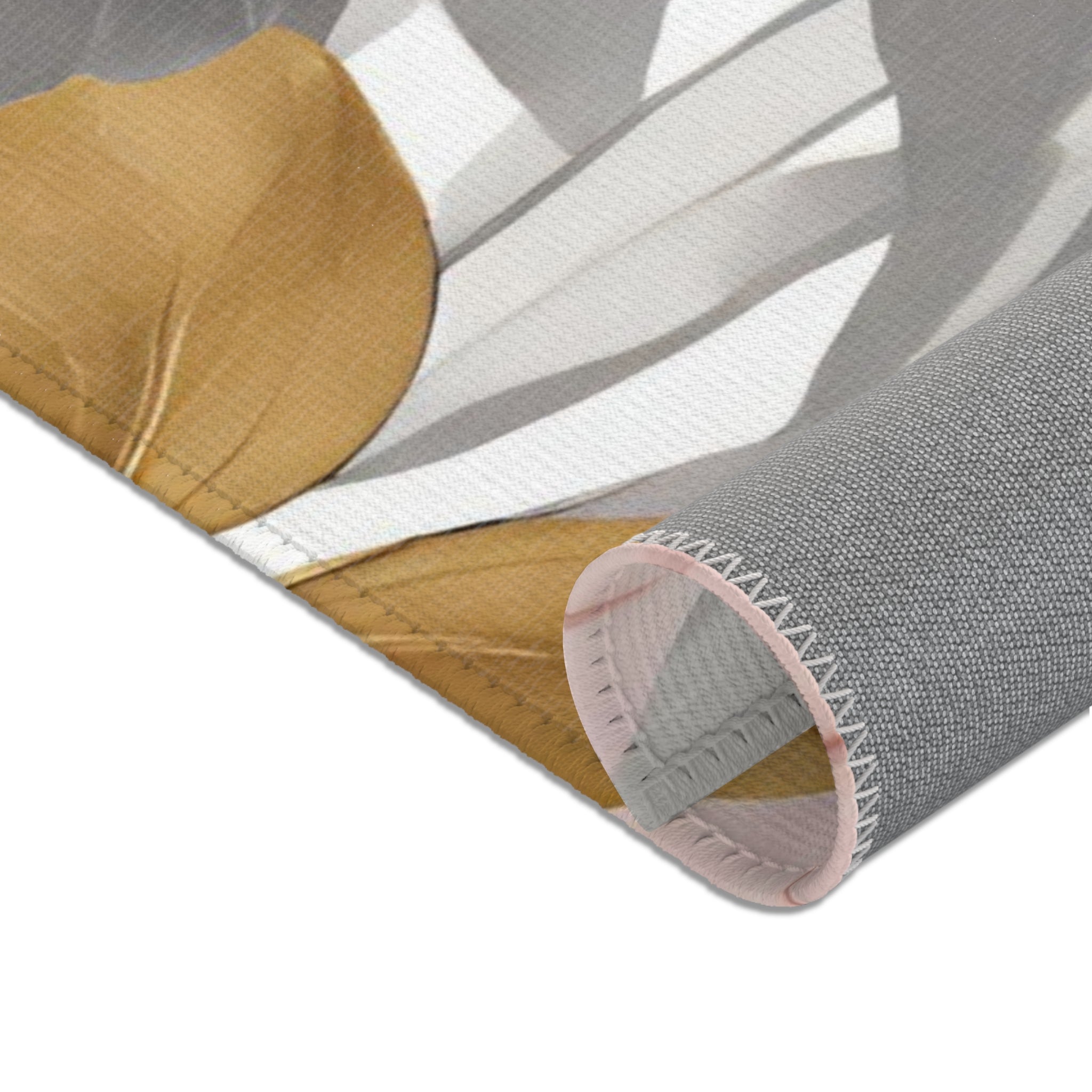 Floral Area Rug | Modern Grey, Navy Muted Gold, Pink Jungle Leaves