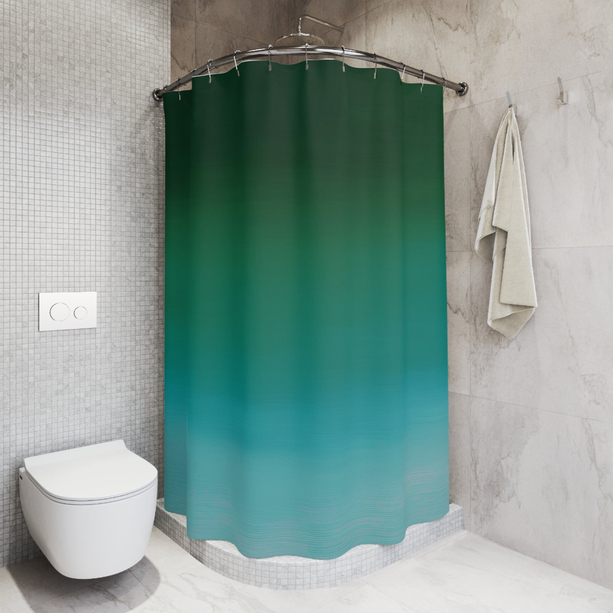 Green Shower Curtain | Forest Hunter, Teal Green