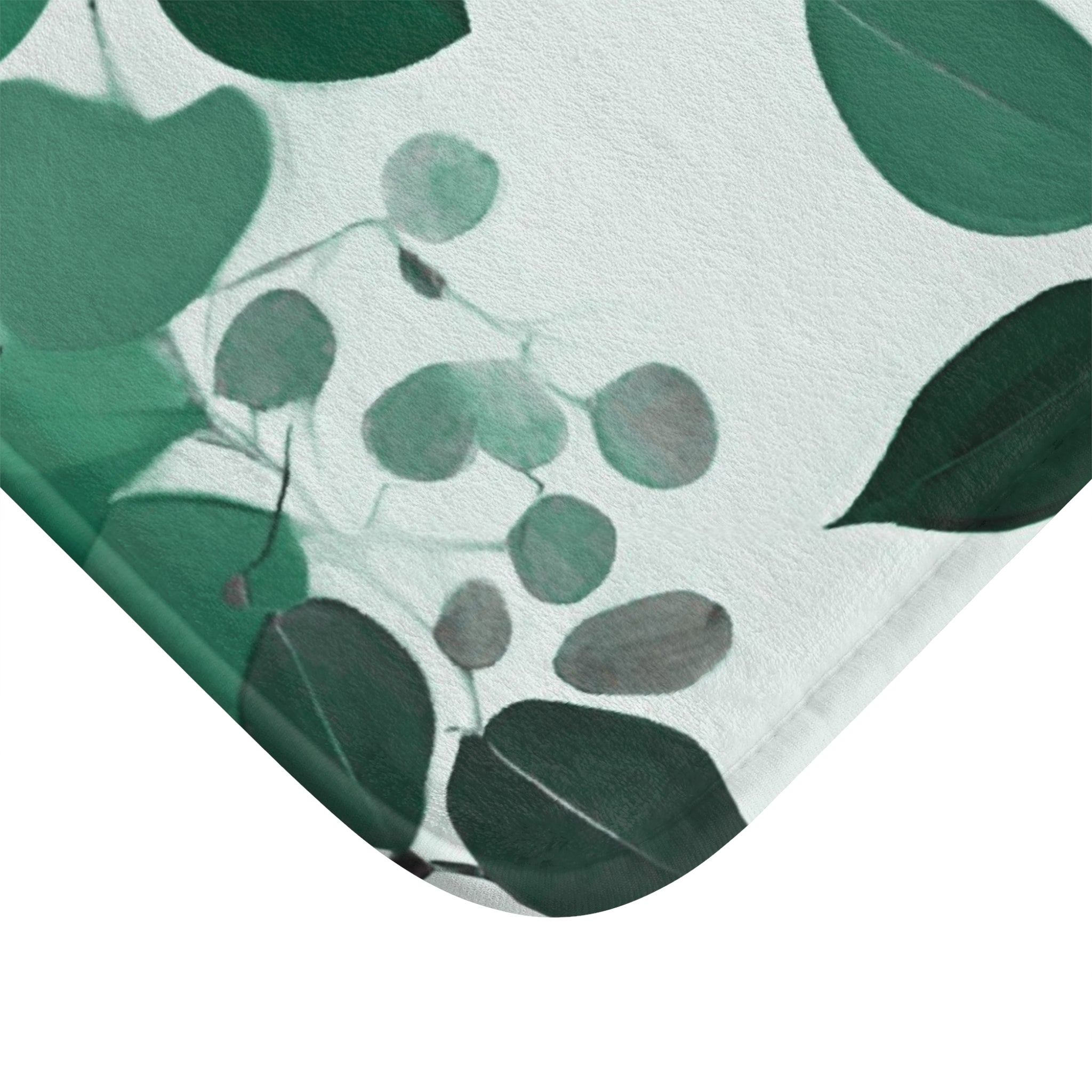 Boho Abstract Leaves Bath Mat | Sage Emerald Green Kitchen Mat