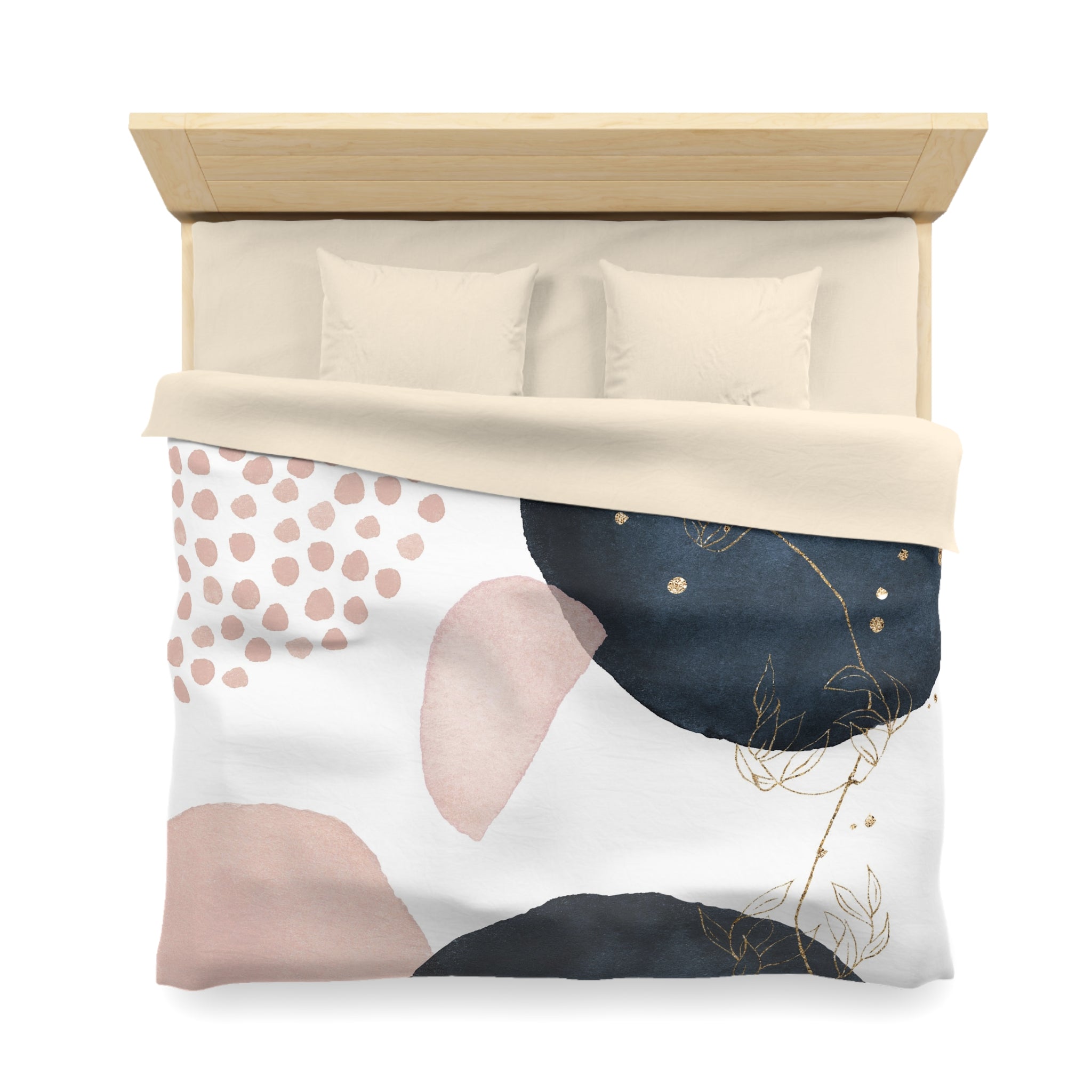 Abstract Duvet Cover | White Blush Pink, Navy Blue Blanket | Bedroom Decor