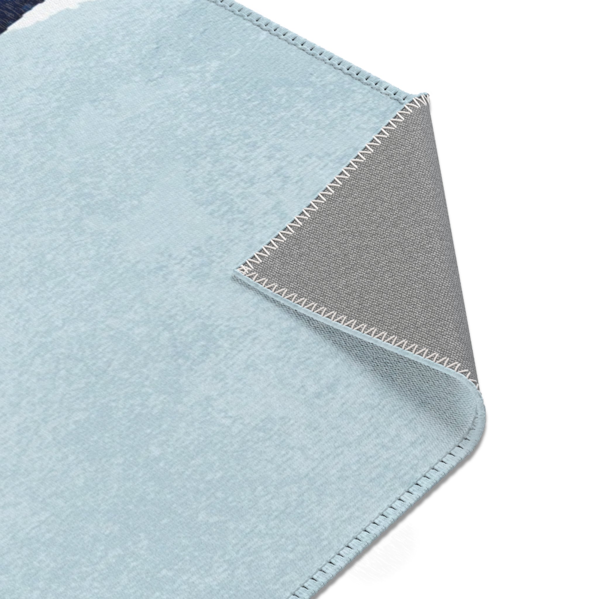 Abstract Area Rug | Navy, Sky Blue, White Muted Gold Beige