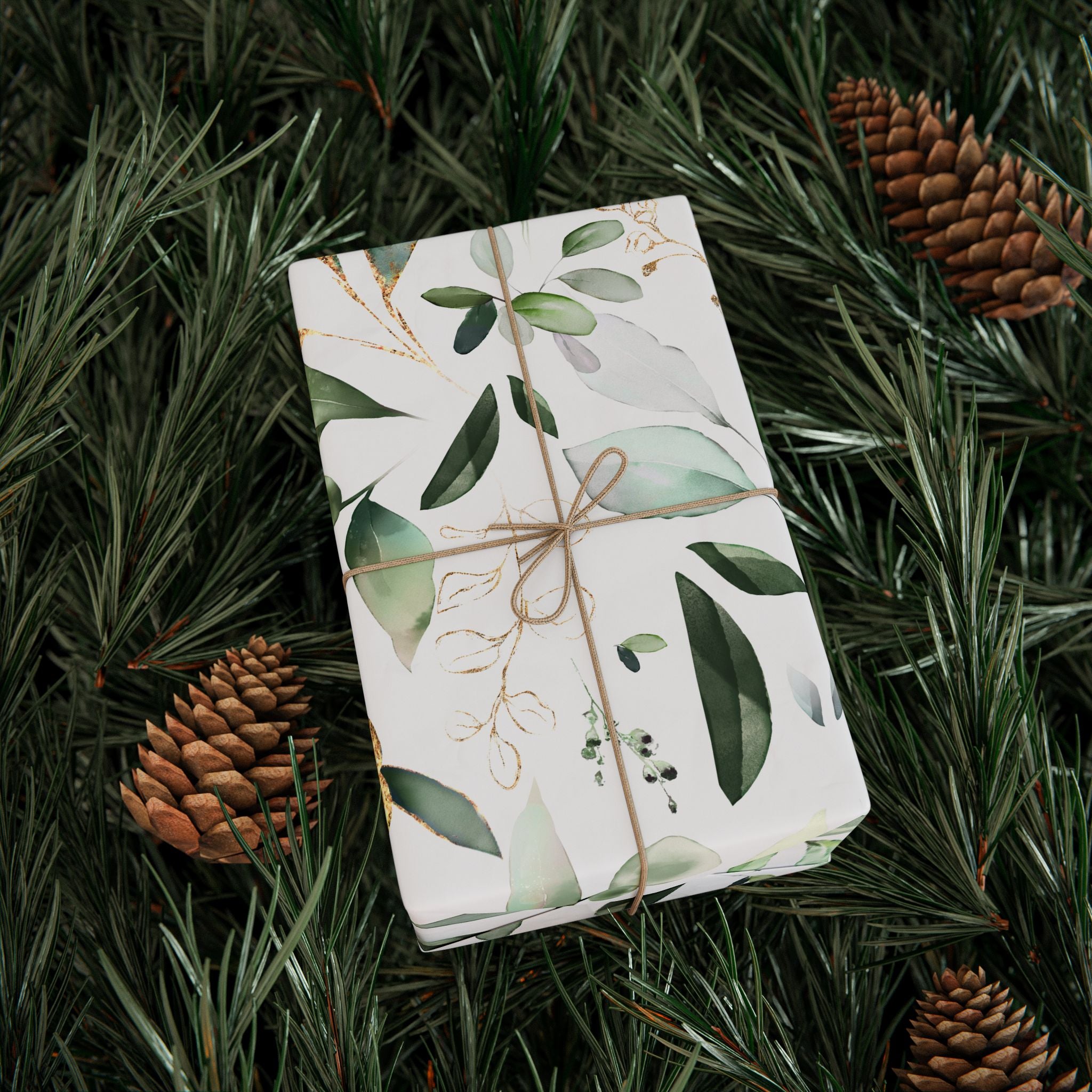 Floral Wrapping Paper | Sage Green Leaves