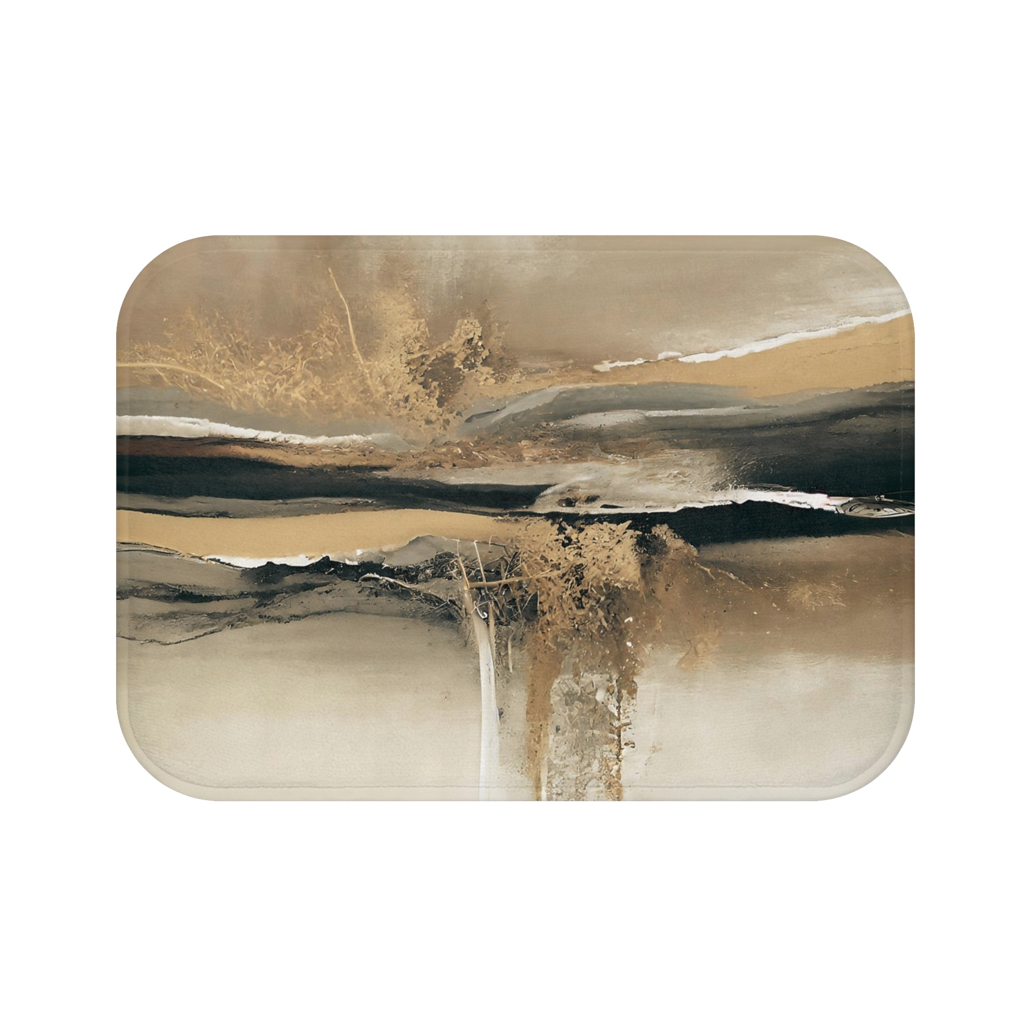 Abstract Bath, Kitchen Mat | Modern Ombre, Blue Beige, Grey