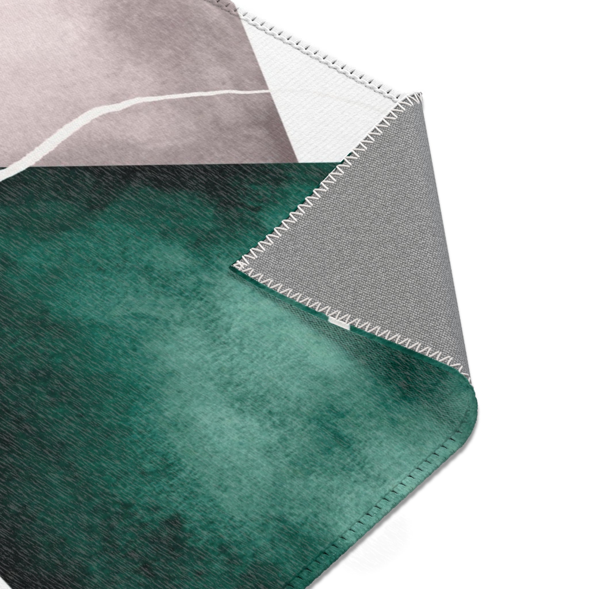 Abstract Area Rug | Geometric Watercolor, Green Blush White