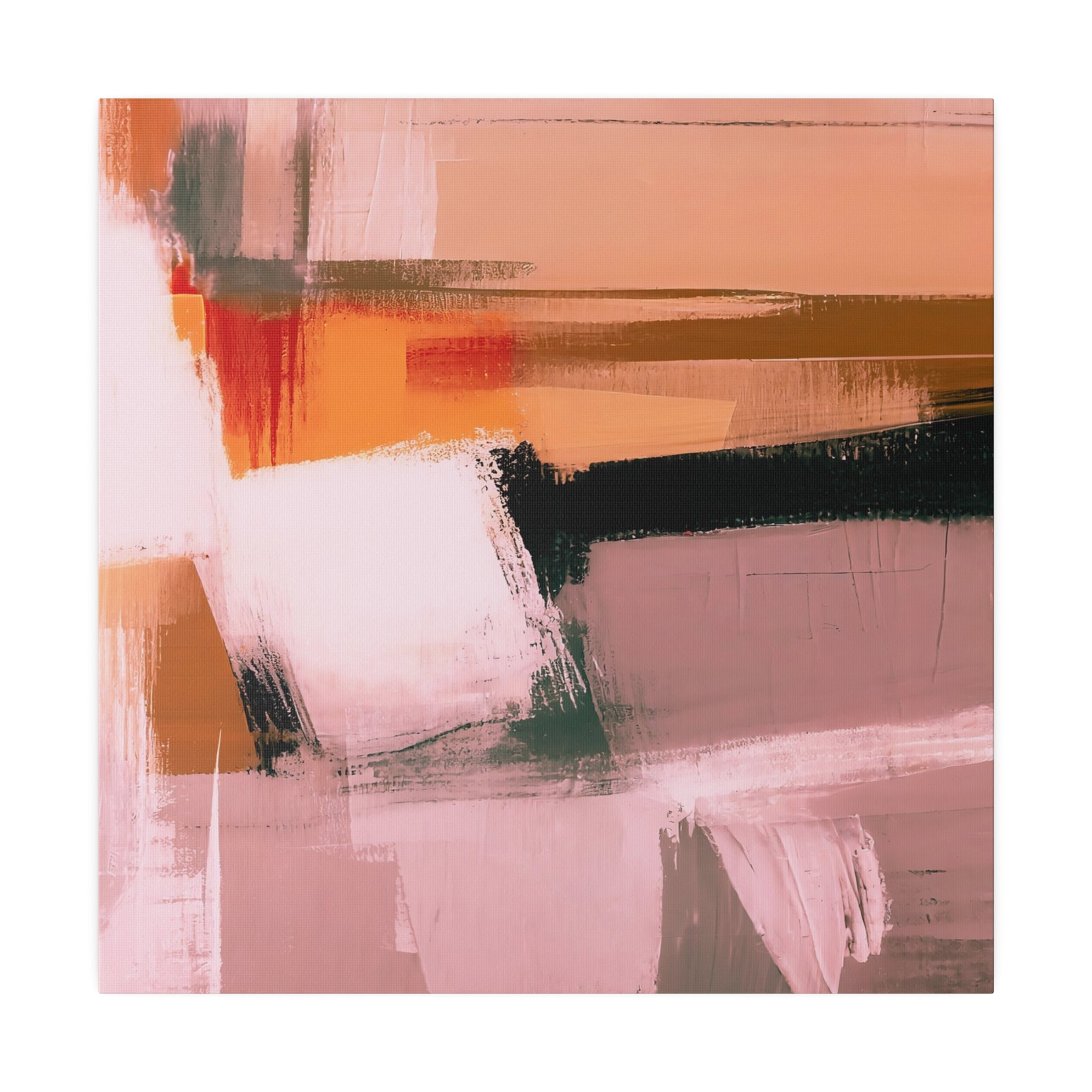 Abstract Artwork | Canvas Wall Art | Pink Peach Black