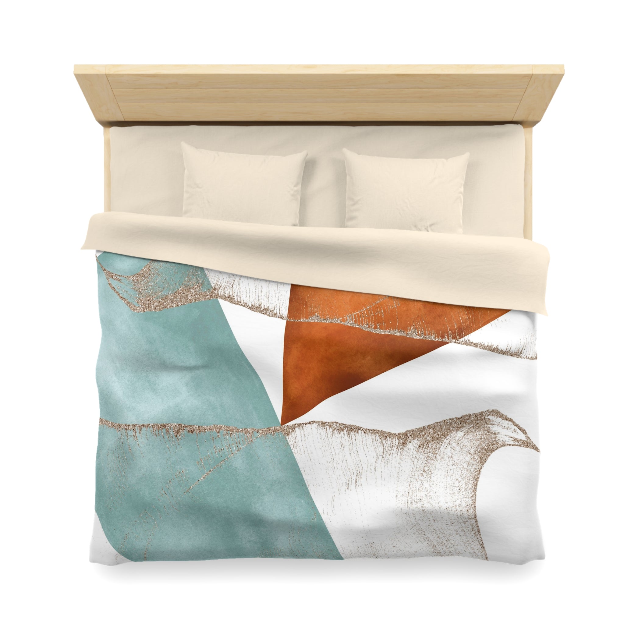 Abstract Duvet Cover | Burnt Orange, Powder Blue, White Geometric | Bedroom Decor