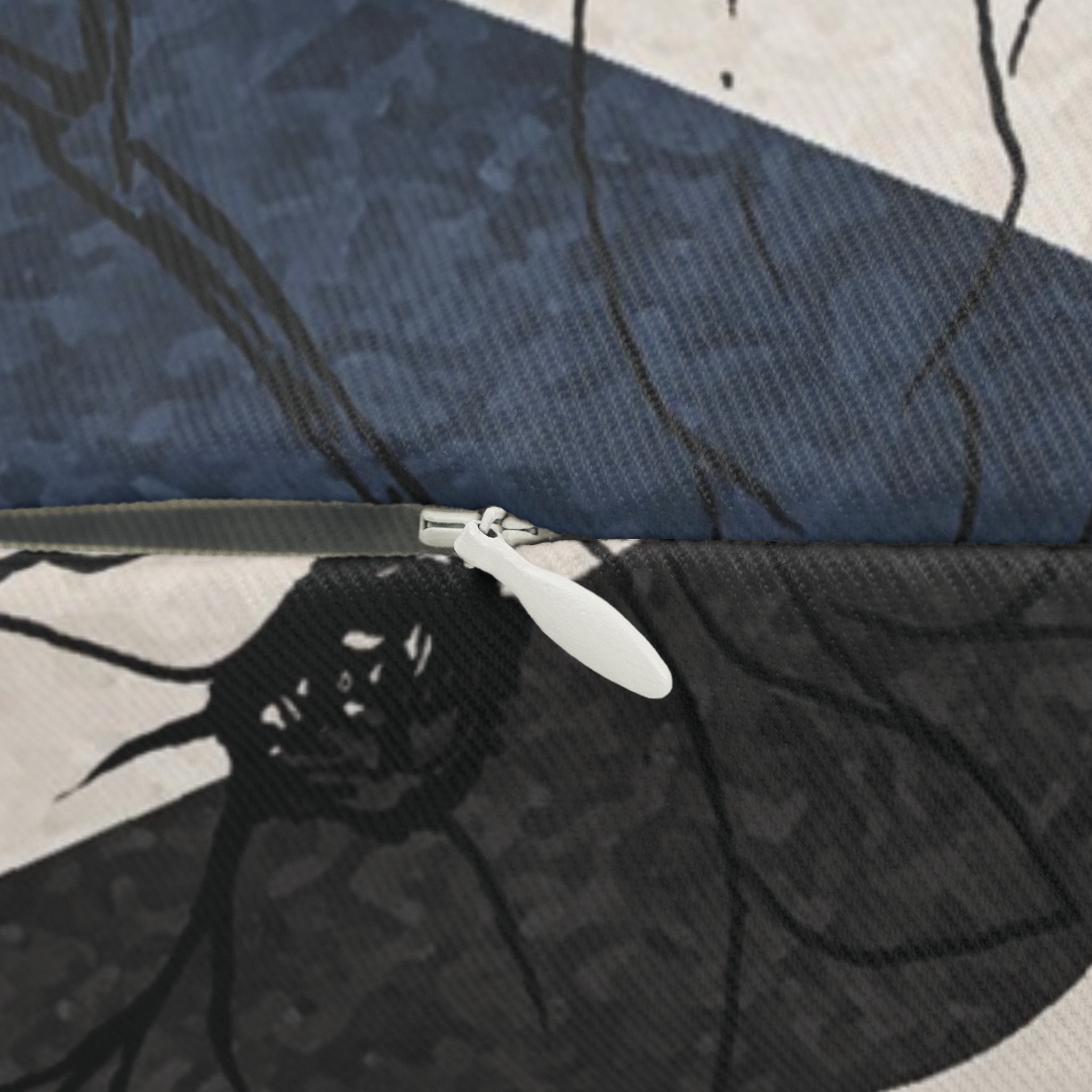 Abstract Floral Lumbar Pillow | Beige Black Navy Line Art